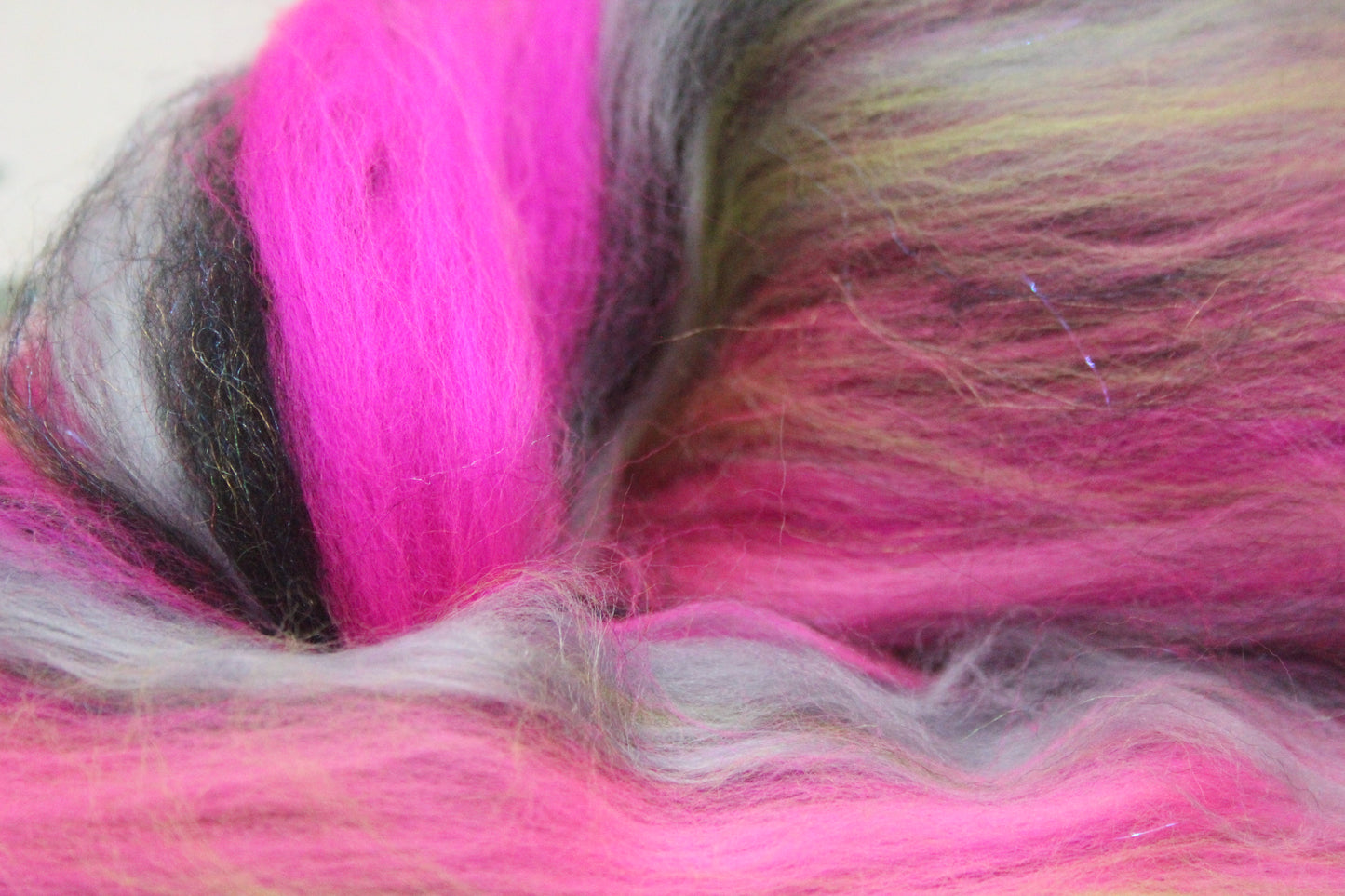 Wool Blend - Green Brown Purple - 36 grams / 1.2 oz - Fibre for felting, weaving or spinning