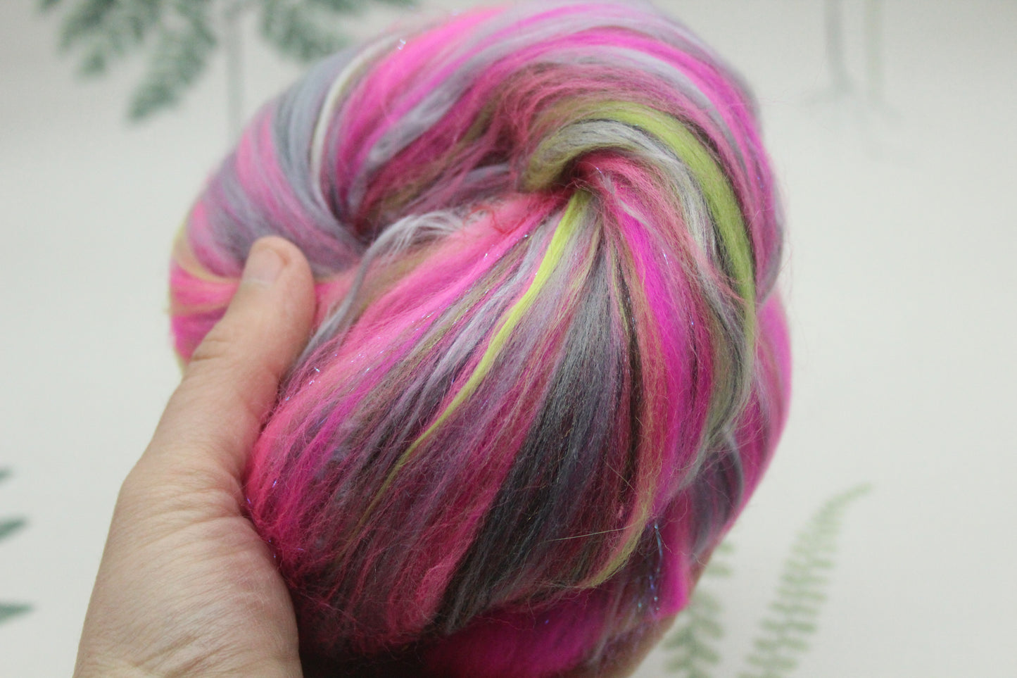 Wool Blend - Green Brown Purple - 15 grams / 0.5 oz - Fibre for felting, weaving or spinning