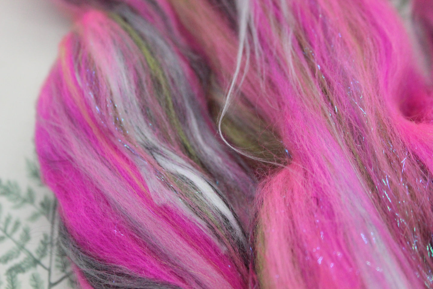 Wool Blend - Green Brown Purple - 15 grams / 0.5 oz - Fibre for felting, weaving or spinning