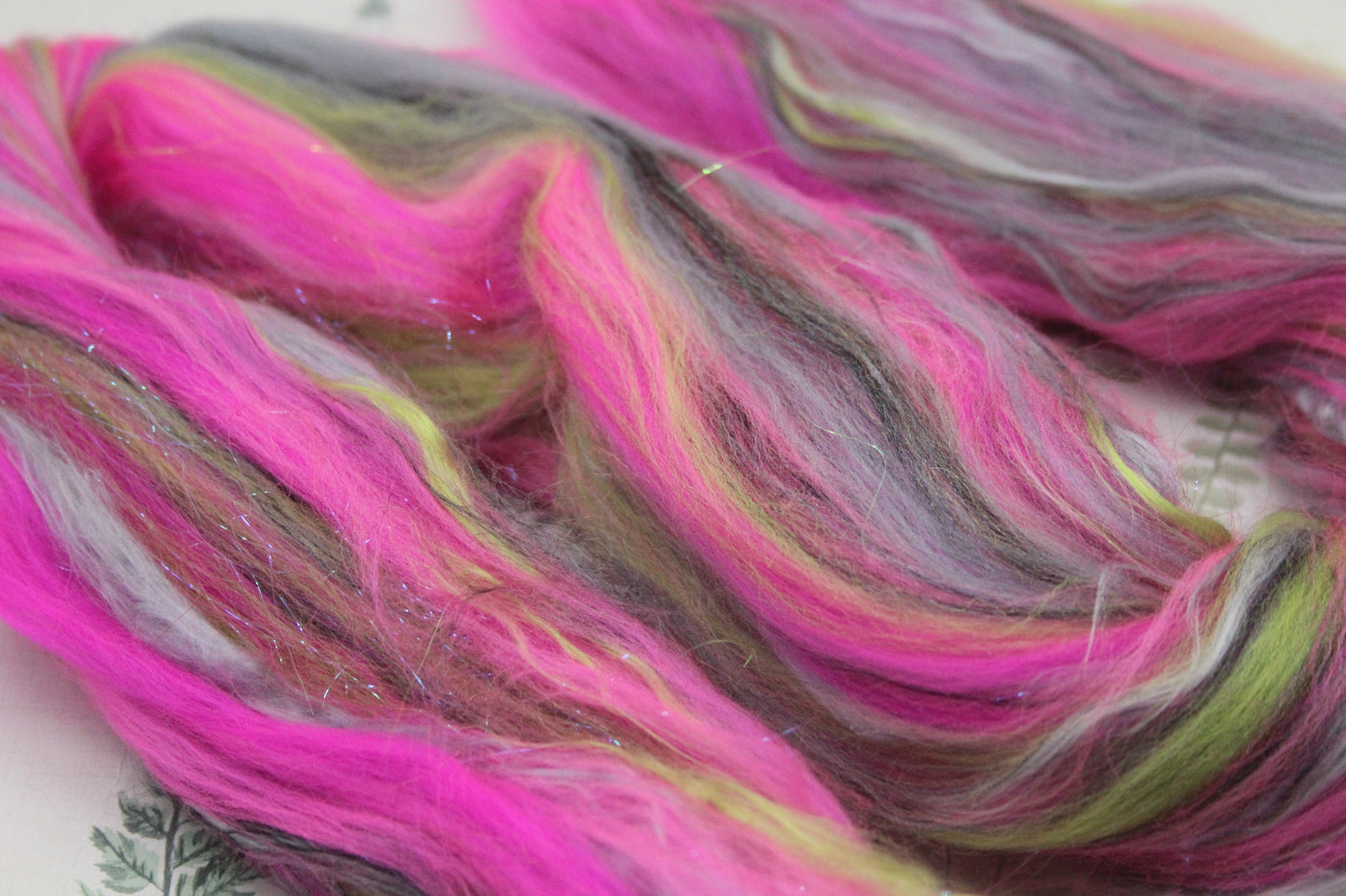 Wool Blend - Green Brown Purple - 15 grams / 0.5 oz - Fibre for felting, weaving or spinning