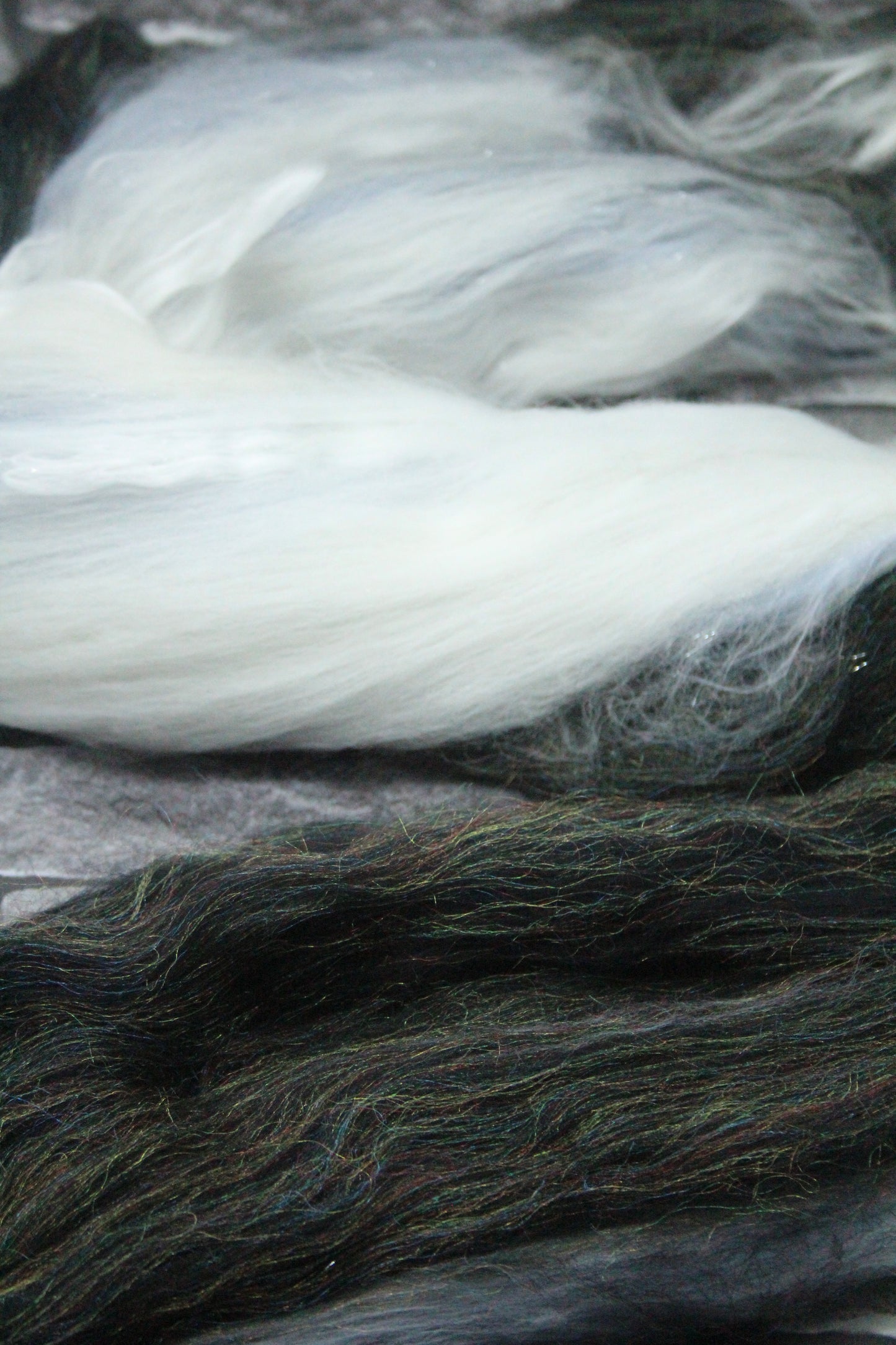 Merino Wool Blend - Grey White Black - 55 grams / 1.9 oz - Fibre for felting, spinning and weaving