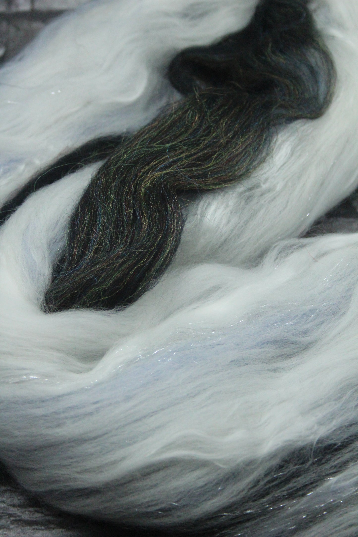 Merino Wool Blend - Grey White Black - 55 grams / 1.9 oz - Fibre for felting, spinning and weaving