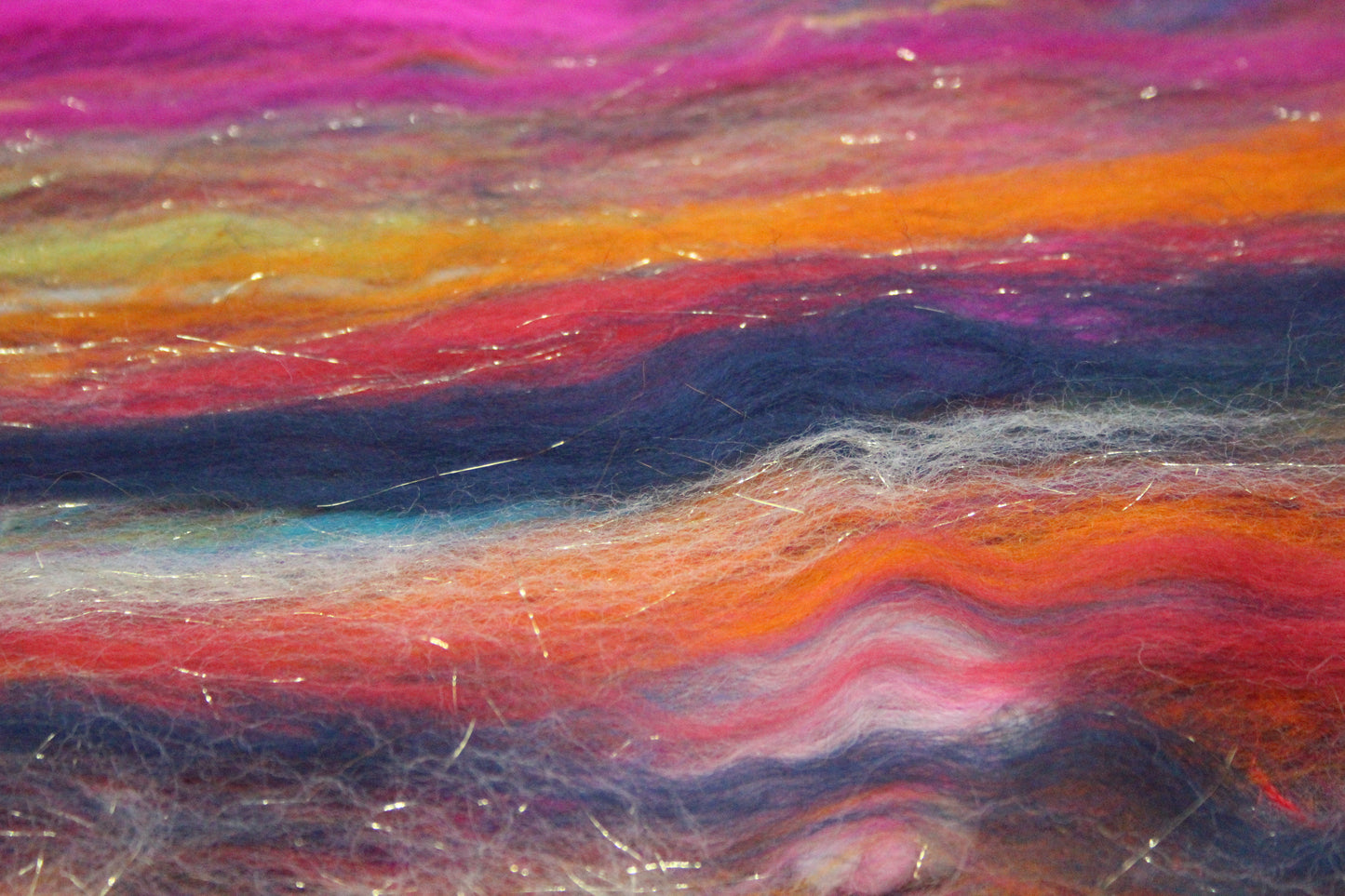 Merino Wool Blend - Red Pink Orange Blue Green + Scrap Yarns - 60 grams / 2.1 oz - Fibre for felting, spinning and weaving