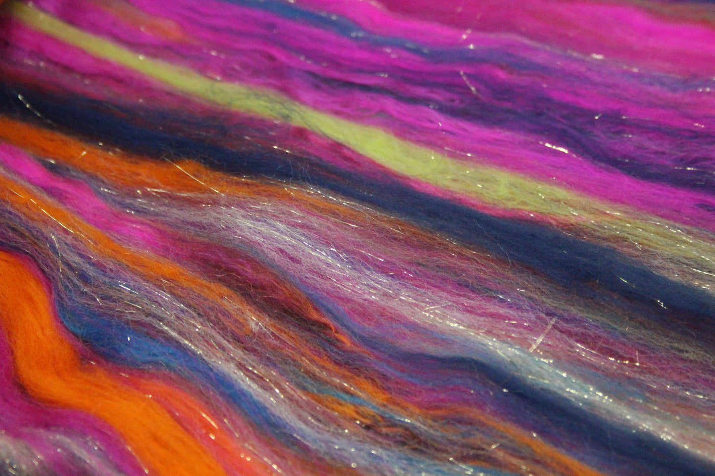 Merino Wool Blend - Red Pink Orange Blue Green + Scrap Yarns - 60 grams / 2.1 oz - Fibre for felting, spinning and weaving