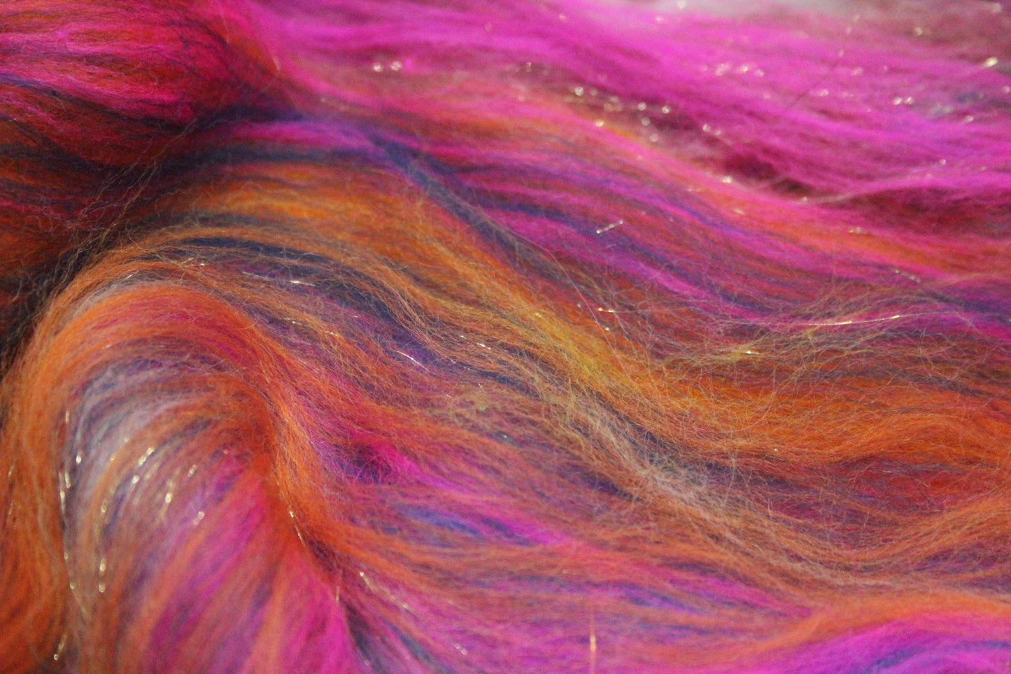 Merino Wool Blend - Red Pink Orange Blue Green + Scrap Yarns - 60 grams / 2.1 oz - Fibre for felting, spinning and weaving