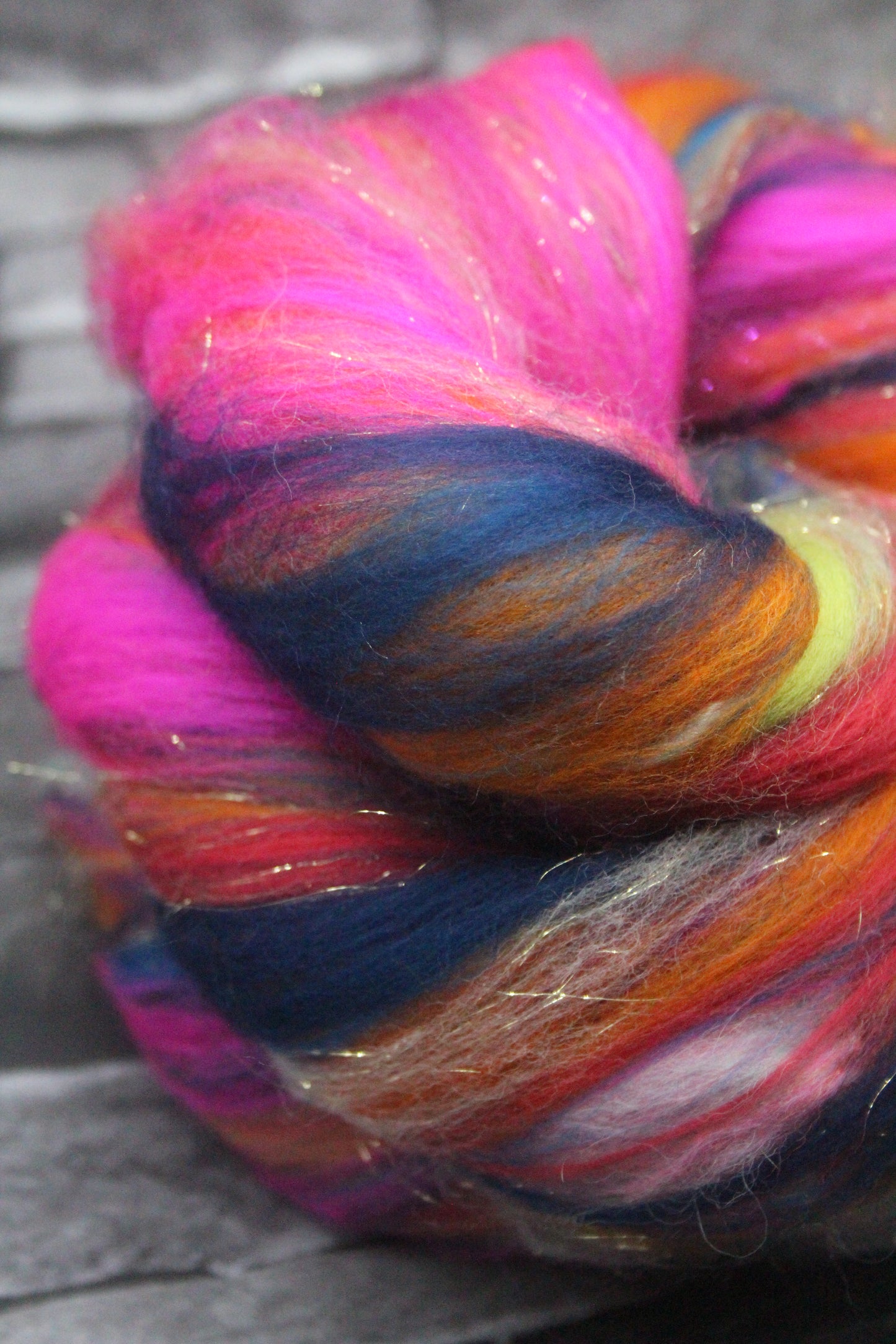 Merino Wool Blend - Red Pink Orange Blue Green + Scrap Yarns - 60 grams / 2.1 oz - Fibre for felting, spinning and weaving