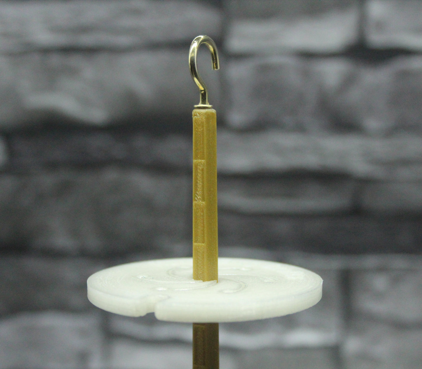 Top Whorl Spindle - (Imperfect) - Flat Pack - Glittery Gold with a glow in the dark whorl