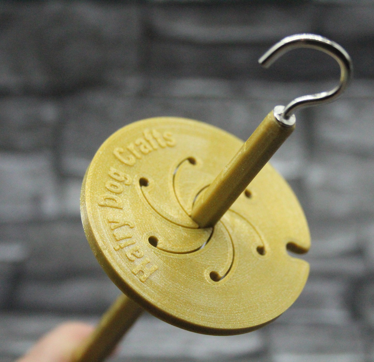 Top Whorl Spindle - (Imperfect) - Flat Pack - Glittery Gold (Bigger, silver hook)