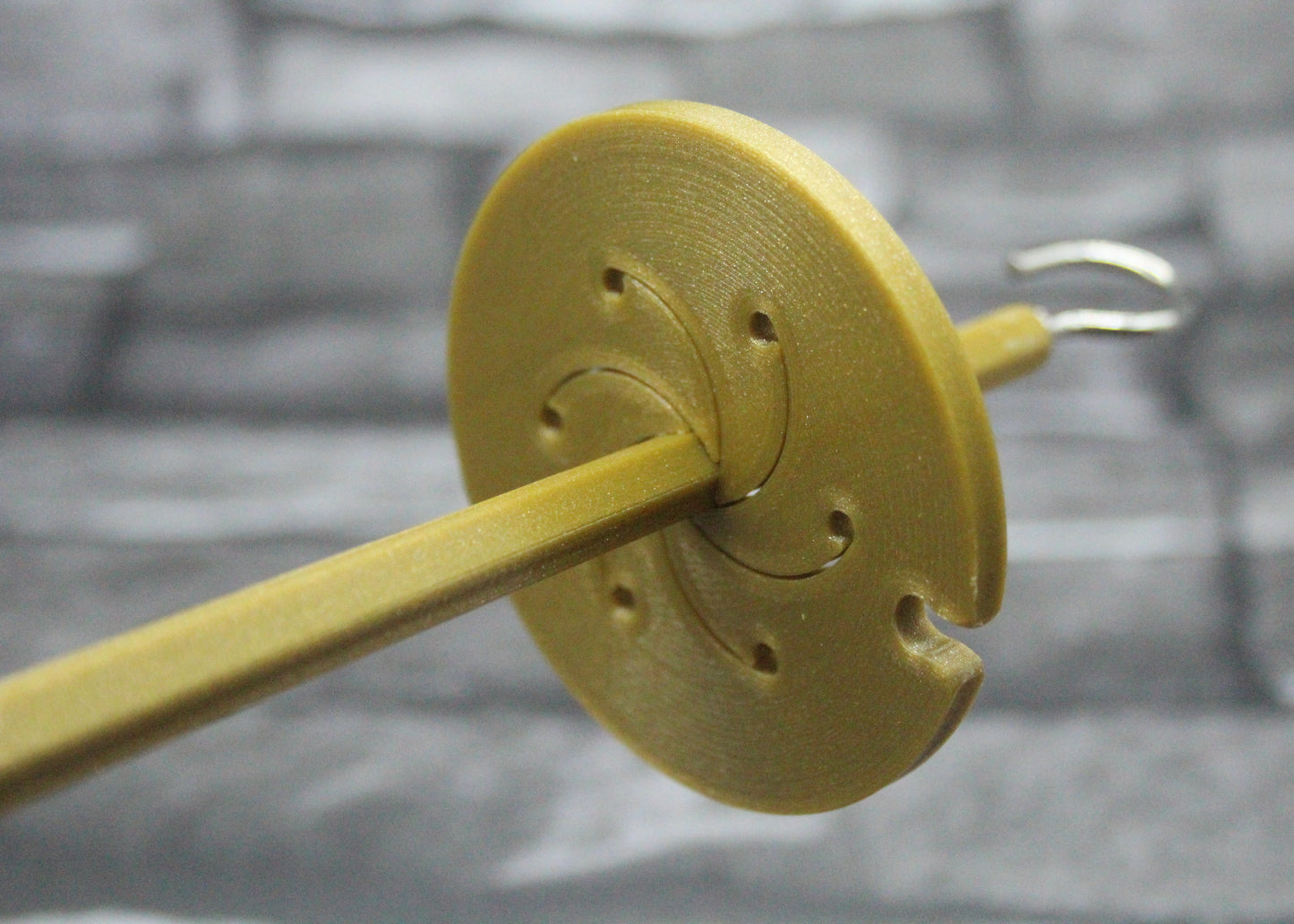 Top Whorl Spindle - (Imperfect) - Flat Pack - Glittery Gold (Bigger, silver hook)