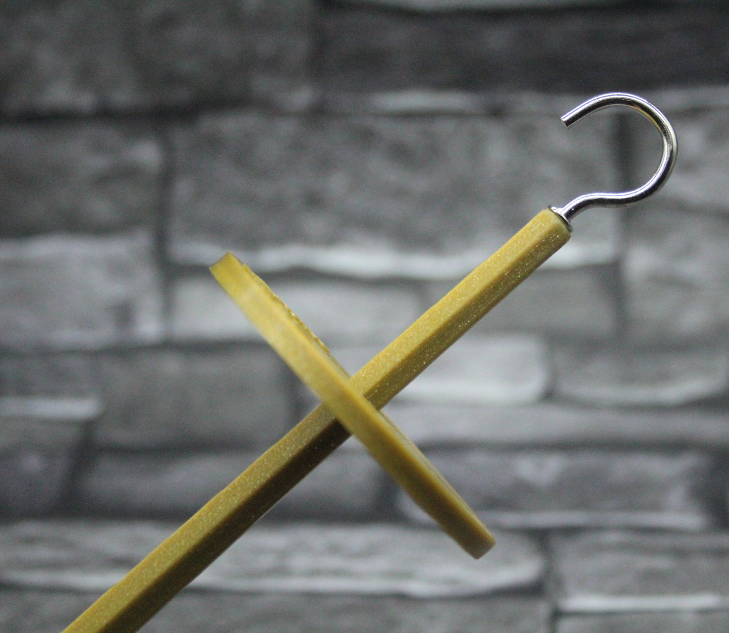 Top Whorl Spindle - (Imperfect) - Flat Pack - Glittery Gold (Bigger, silver hook)