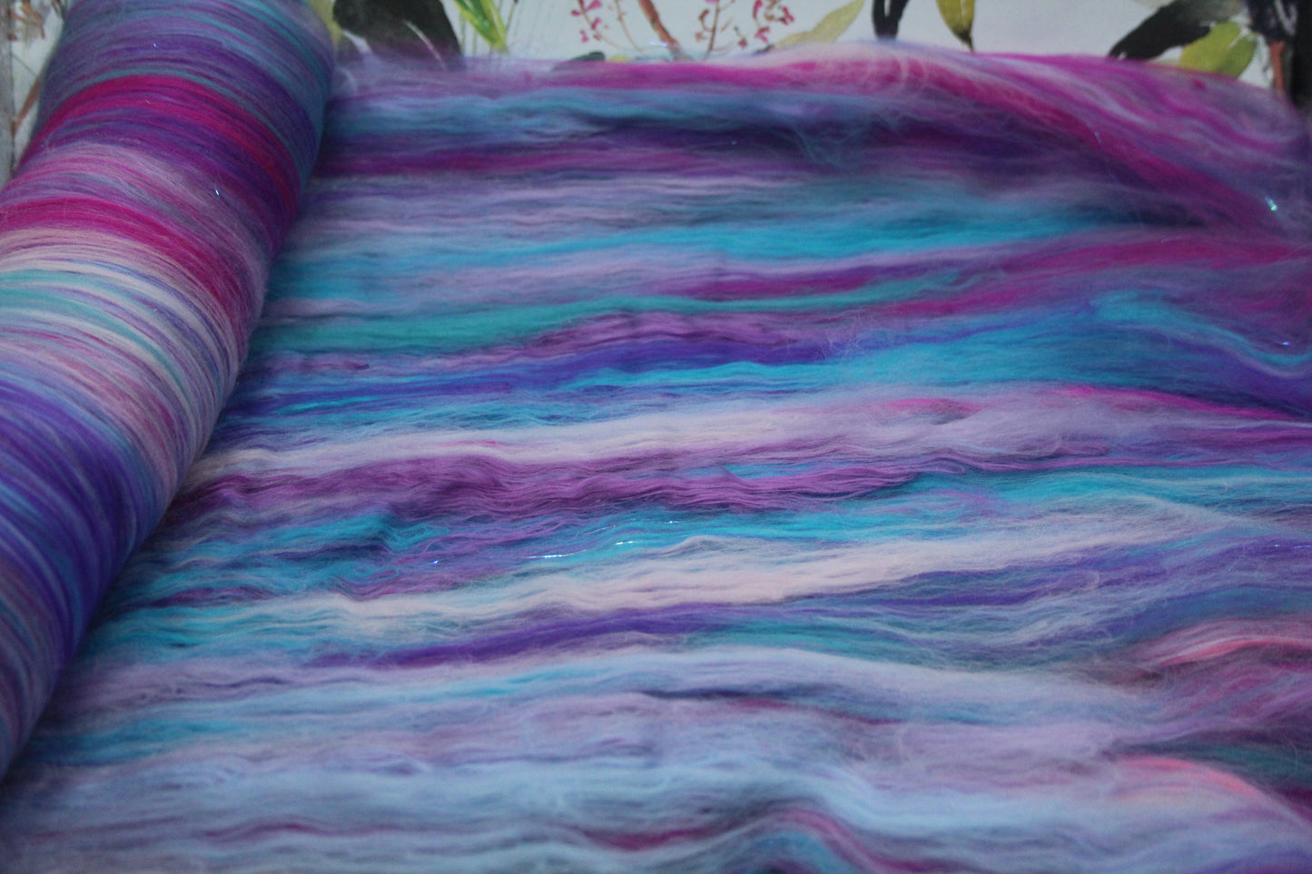 Supersoft Merino Art Batt - Purple Pink Blue - 138 grams 4.8 oz - Wool for felting, spinning and weaving