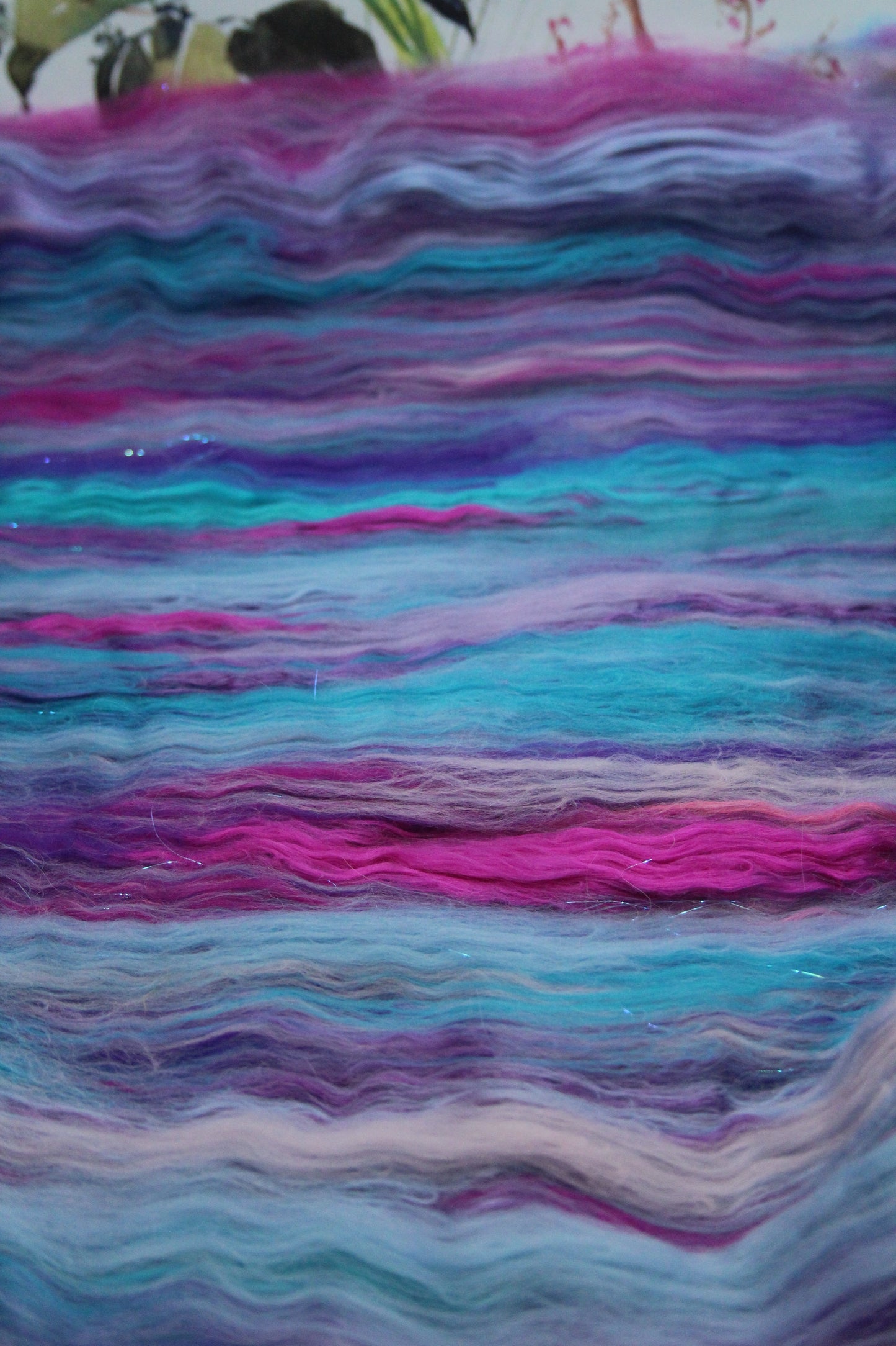 Supersoft Merino Art Batt - Purple Pink Blue - 138 grams 4.8 oz - Wool for felting, spinning and weaving