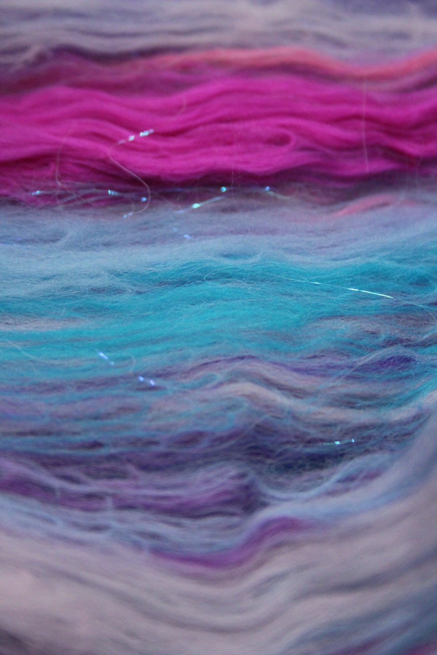 Supersoft Merino Art Batt - Purple Pink Blue - 138 grams 4.8 oz - Wool for felting, spinning and weaving