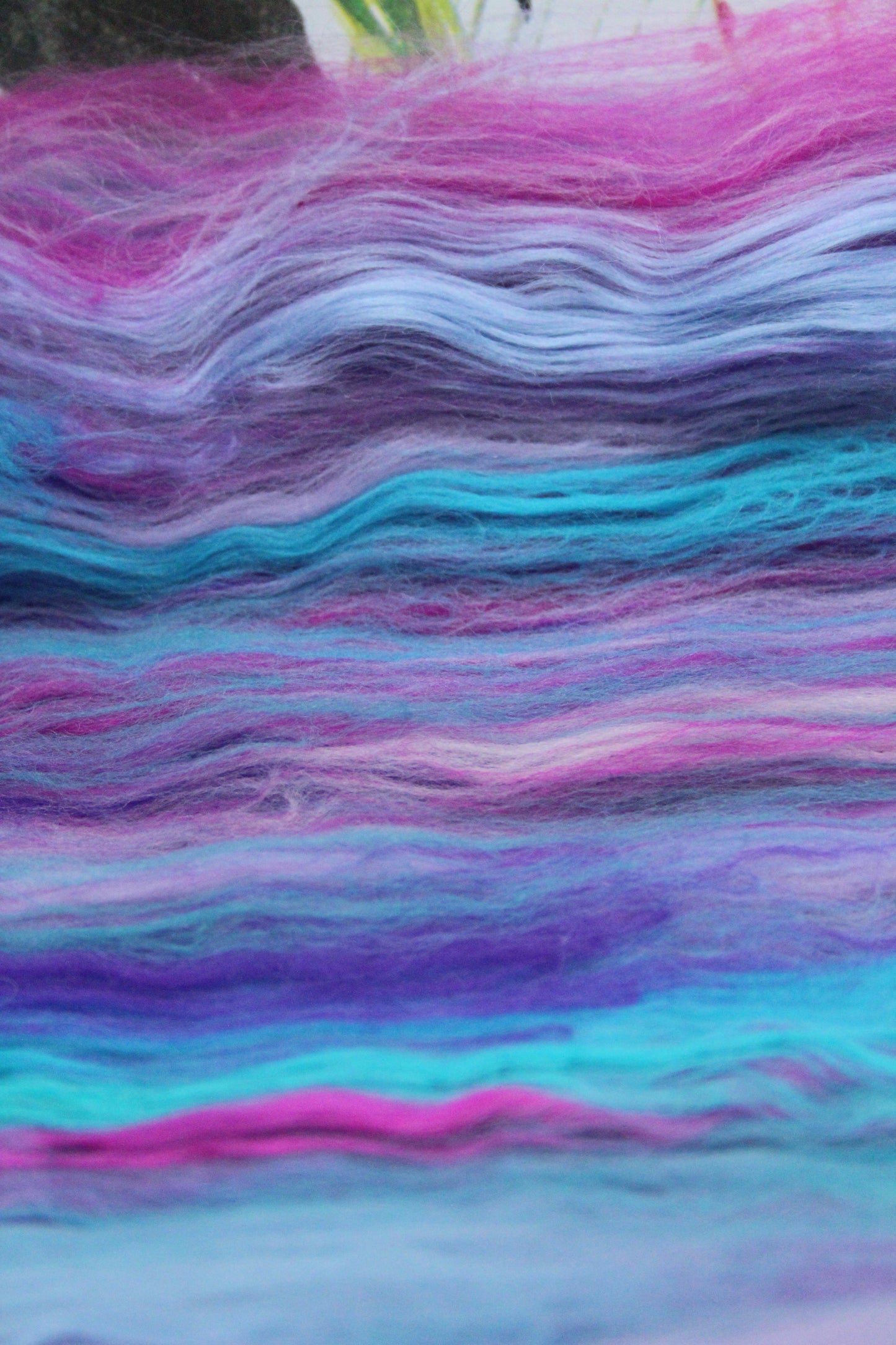 Supersoft Merino Art Batt - Purple Pink Blue - 138 grams 4.8 oz - Wool for felting, spinning and weaving