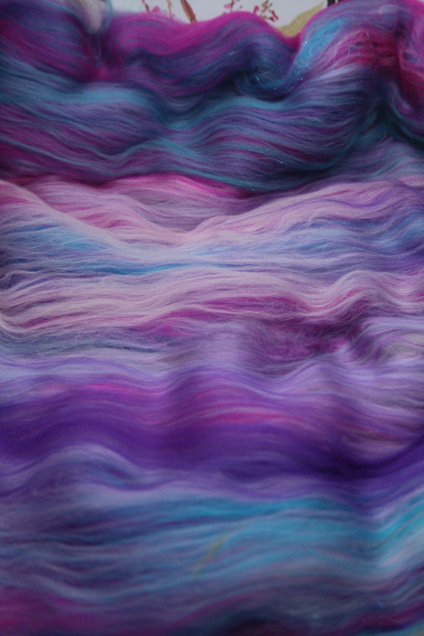 Supersoft Merino Art Batt - Purple Pink Blue - 138 grams 4.8 oz - Wool for felting, spinning and weaving