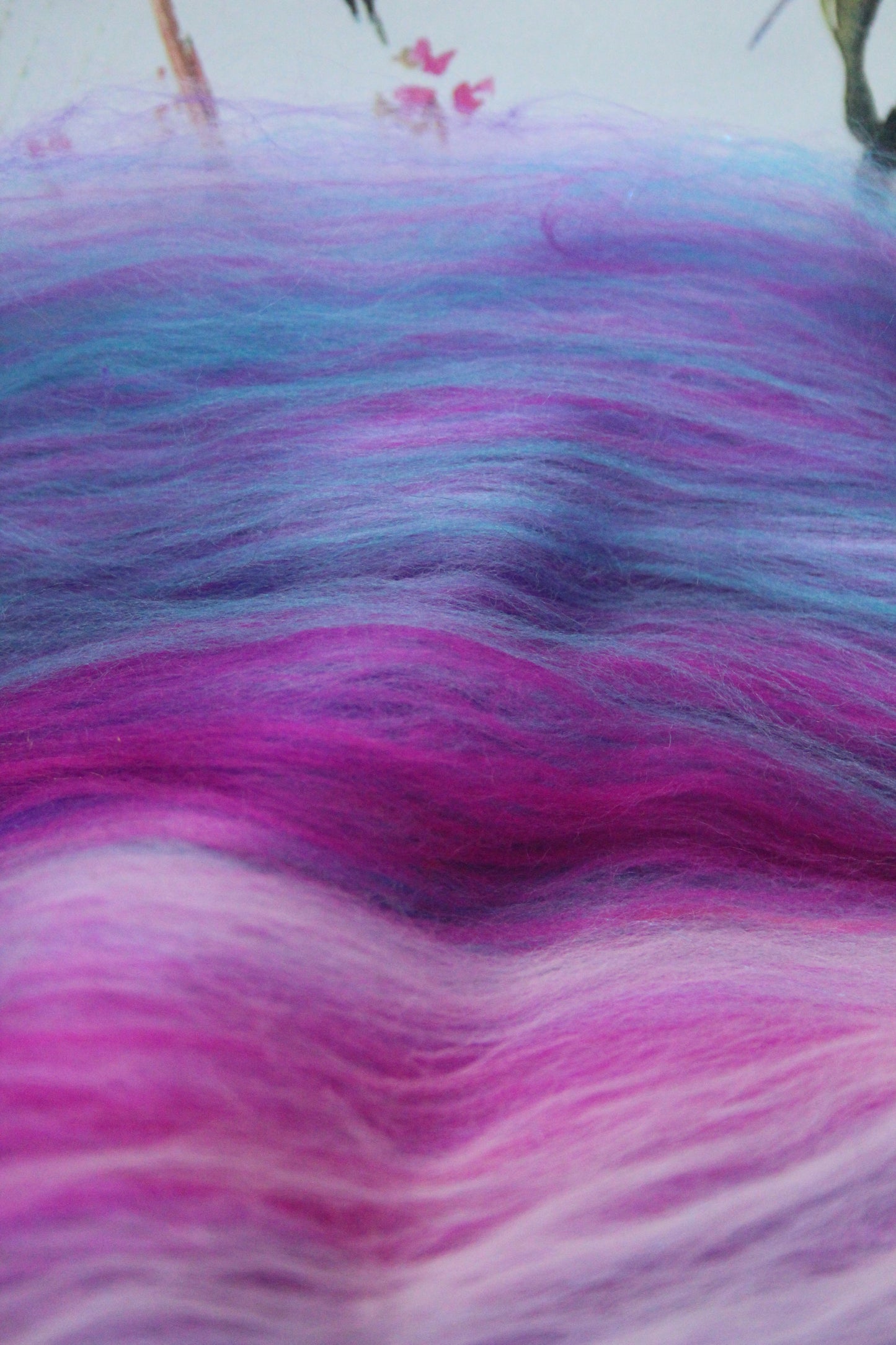 Supersoft Merino Art Batt - Purple Pink Blue - 138 grams 4.8 oz - Wool for felting, spinning and weaving