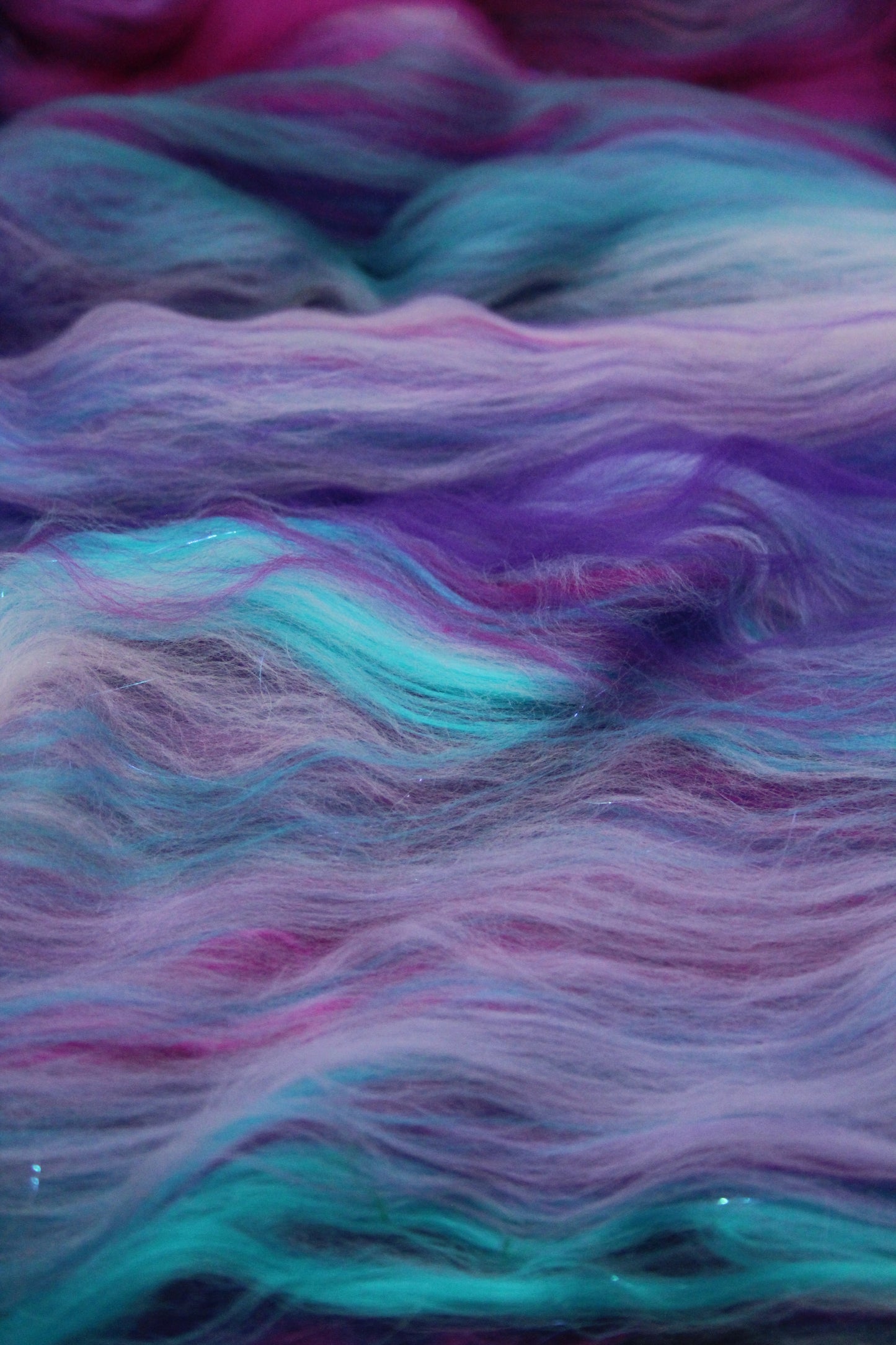 Supersoft Merino Art Batt - Purple Pink Blue - 138 grams 4.8 oz - Wool for felting, spinning and weaving