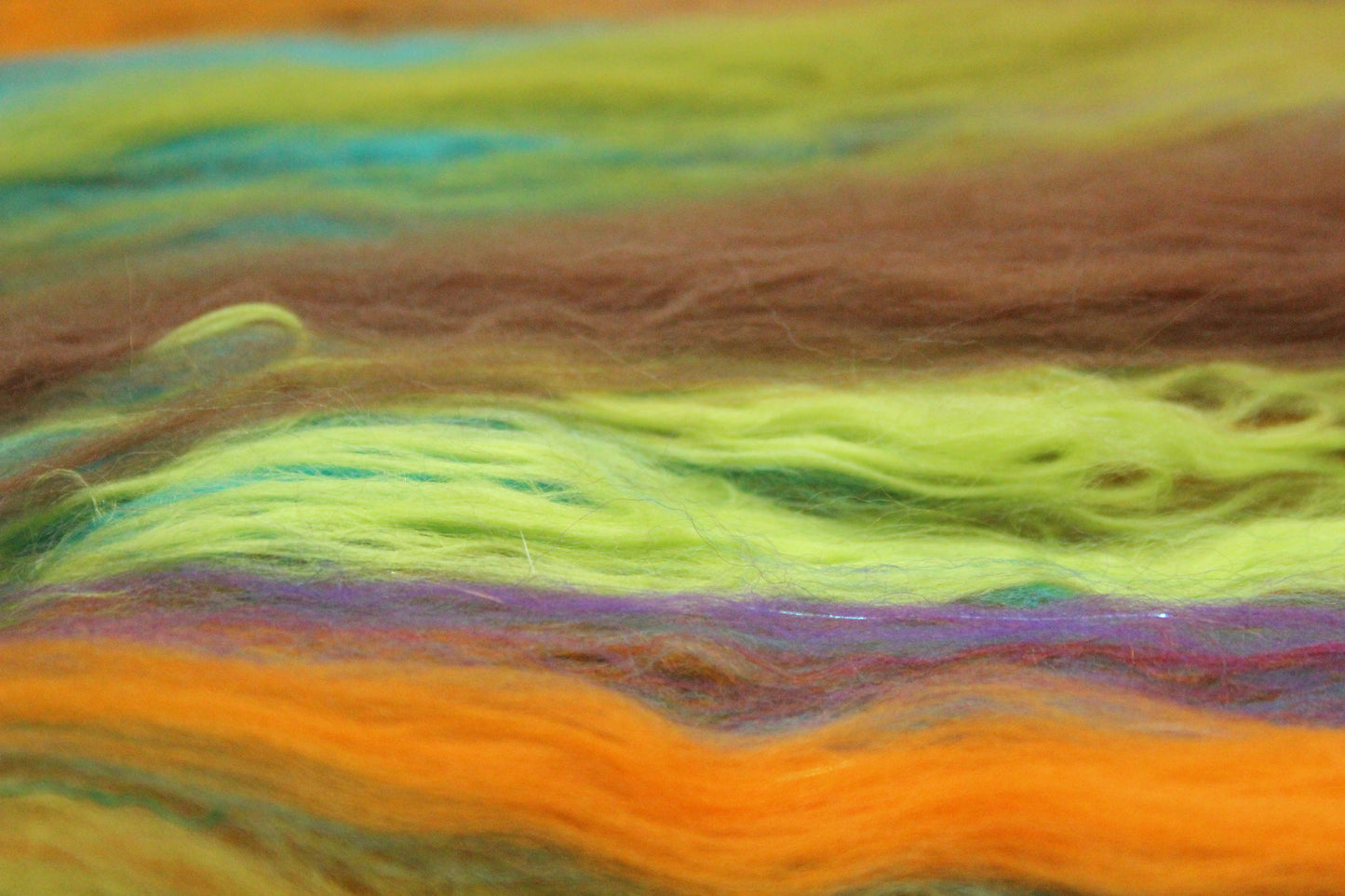 Supersoft Merino Art Batt - Green Brown Orange - 58 grams 2 oz - Wool for felting, spinning and weaving