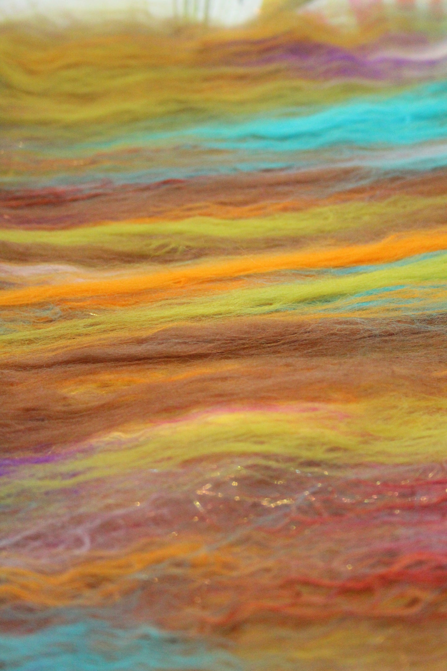 Supersoft Merino Art Batt - Green Brown Orange - 58 grams 2 oz - Wool for felting, spinning and weaving
