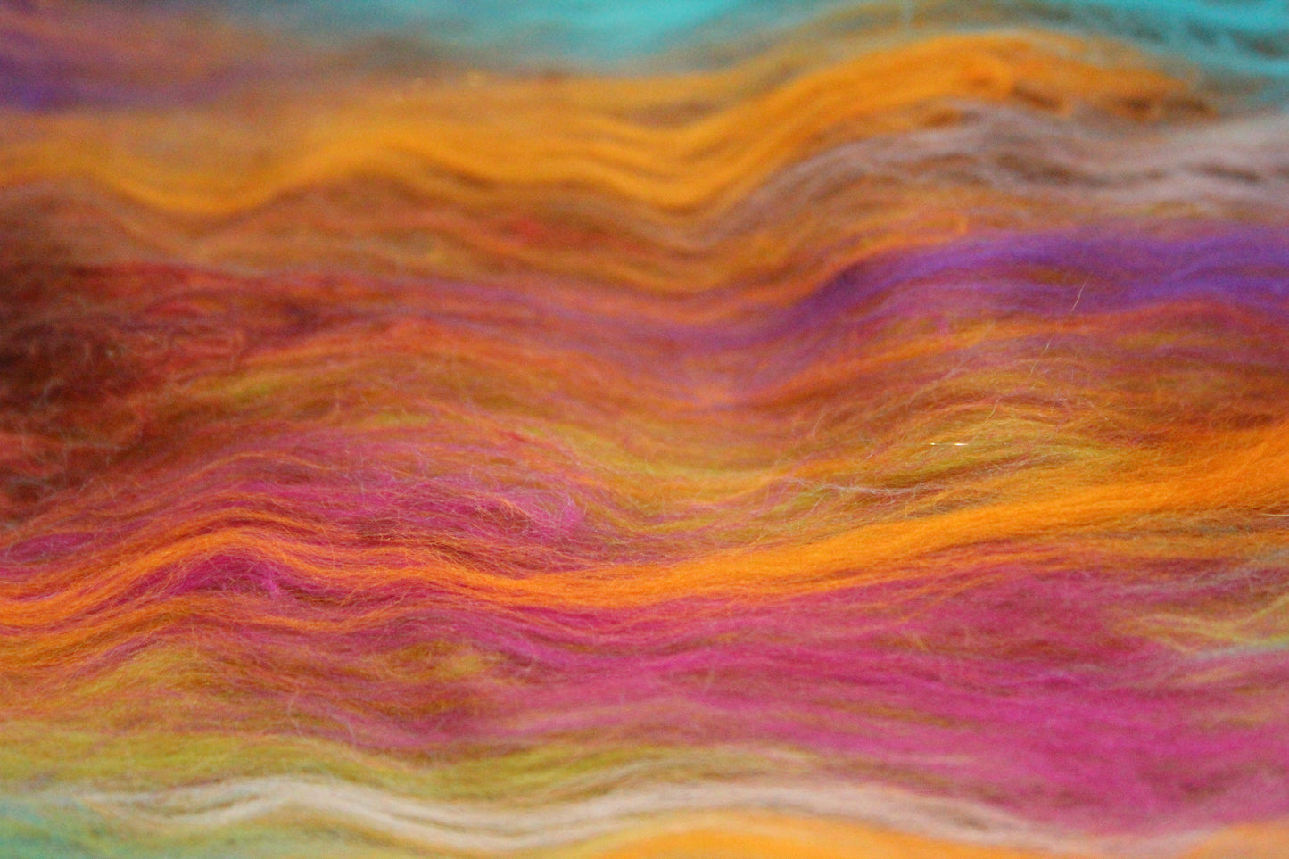 Supersoft Merino Art Batt - Green Brown Orange - 58 grams 2 oz - Wool for felting, spinning and weaving