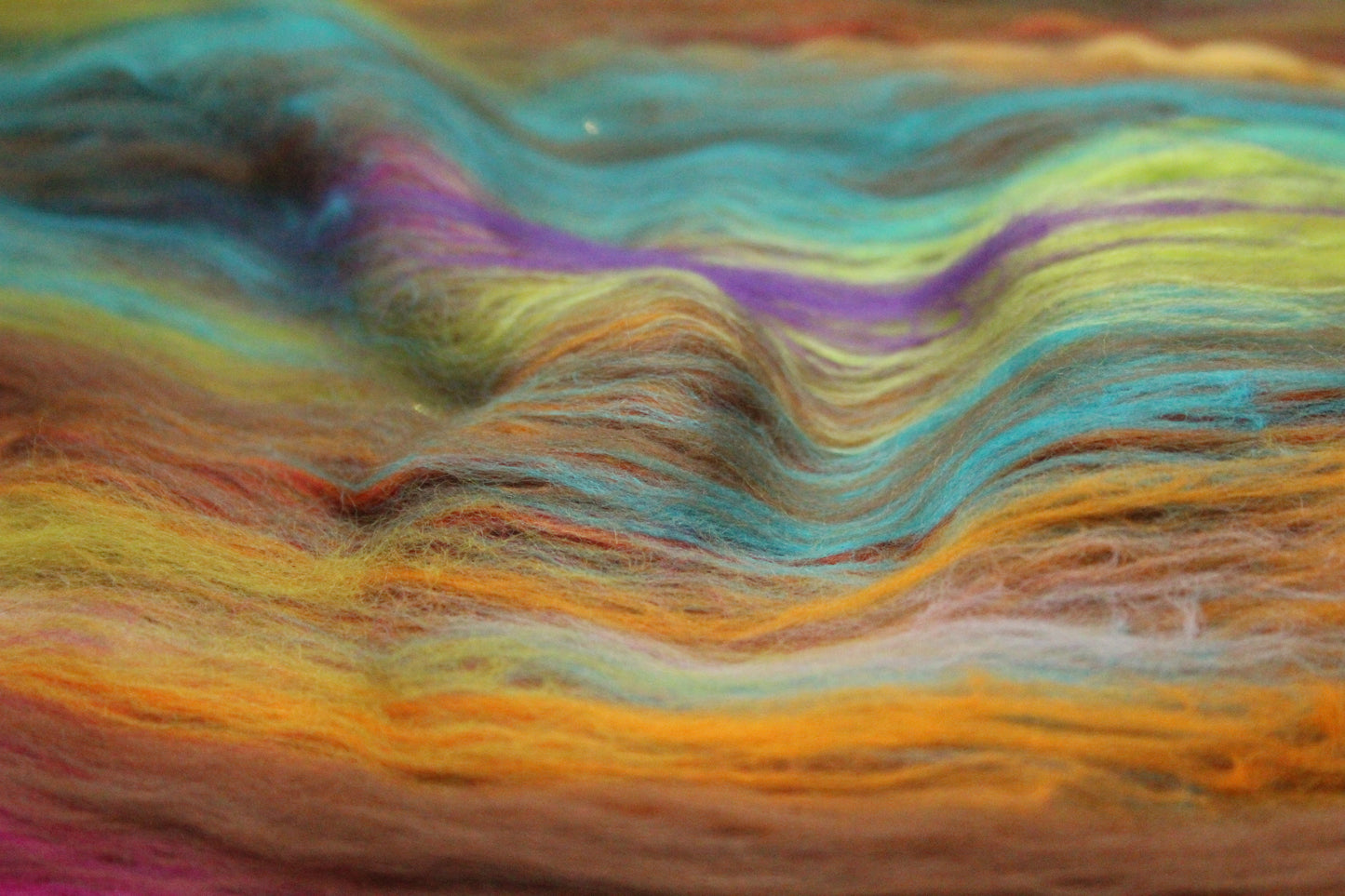 Supersoft Merino Art Batt - Green Brown Orange - 58 grams 2 oz - Wool for felting, spinning and weaving