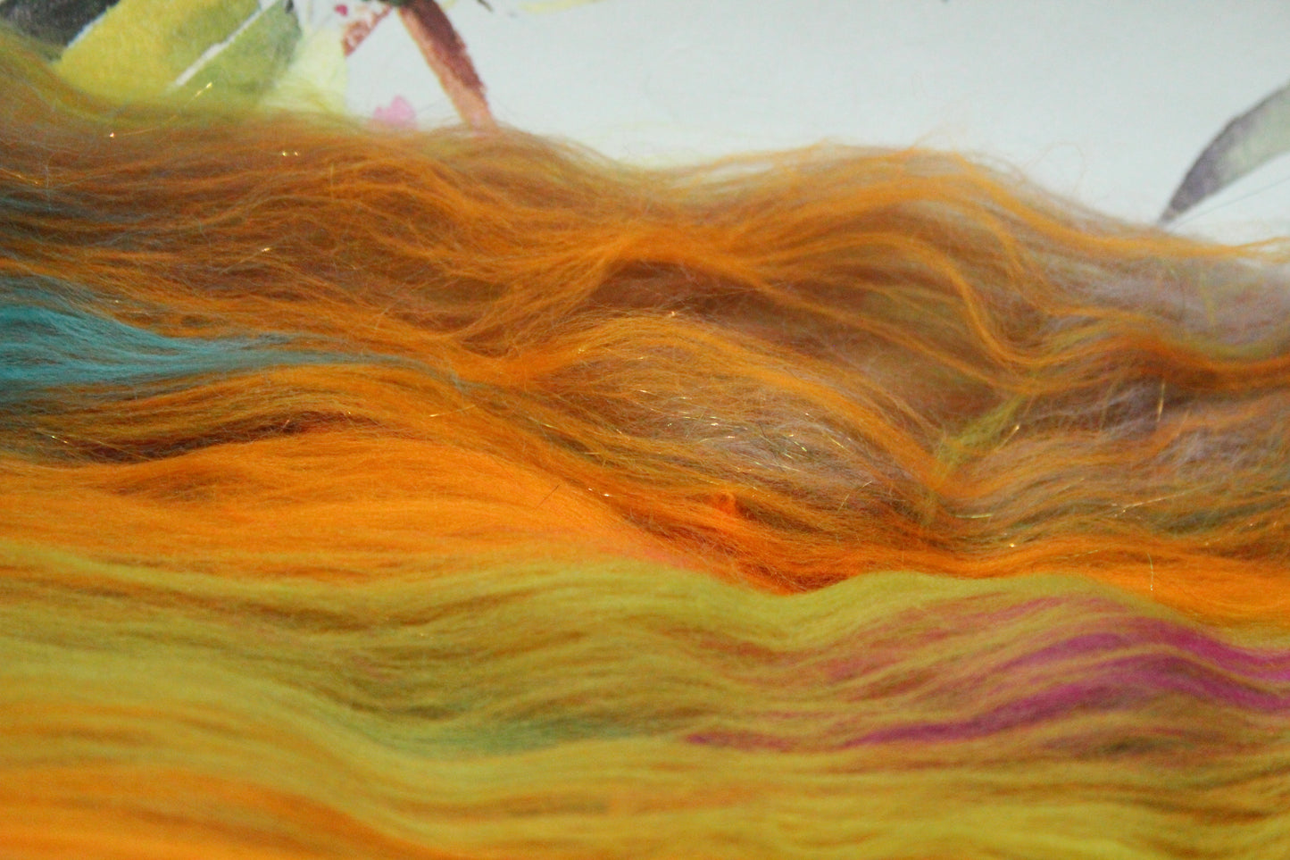Supersoft Merino Art Batt - Green Brown Orange - 58 grams 2 oz - Wool for felting, spinning and weaving