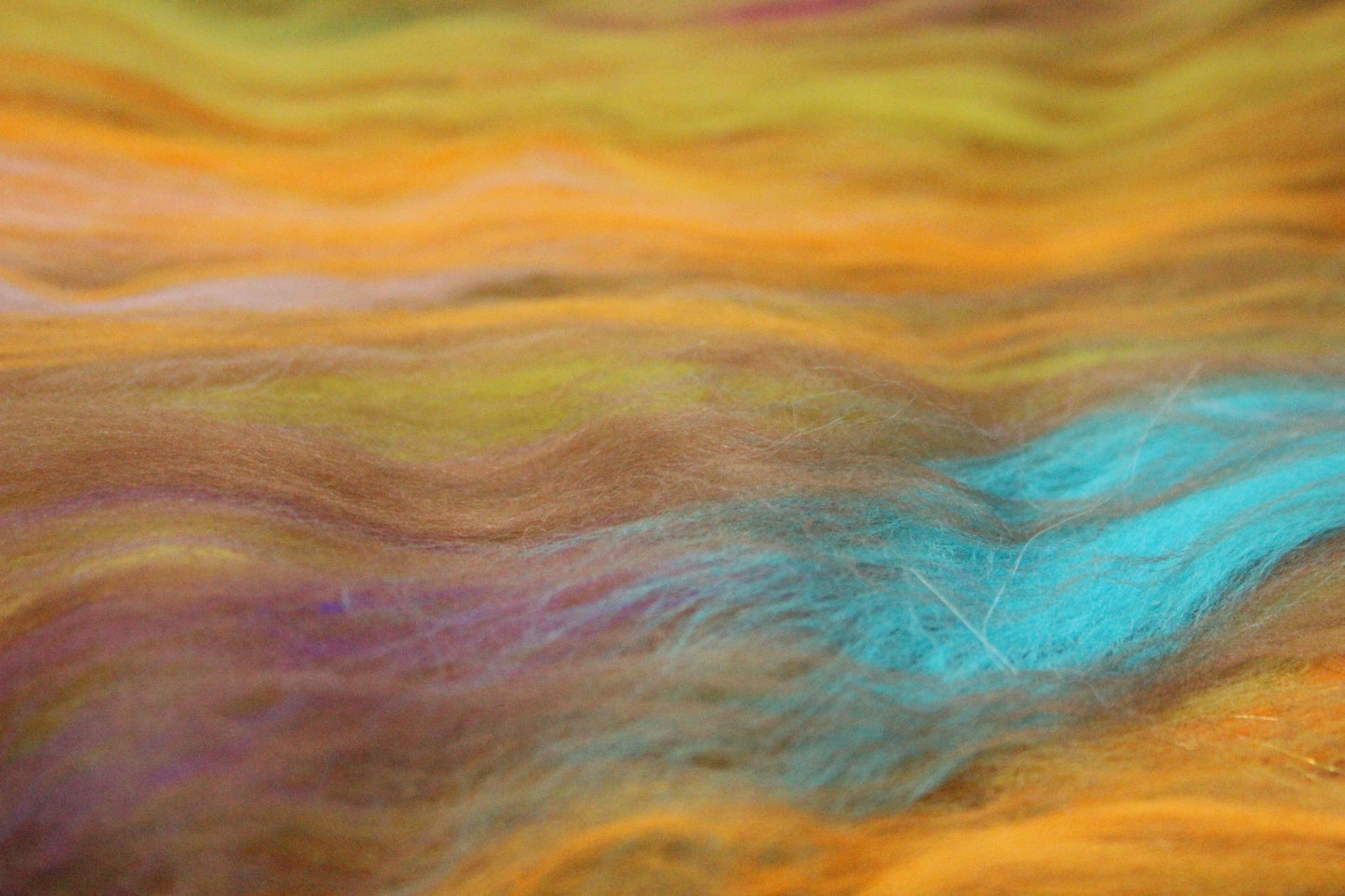 Supersoft Merino Art Batt - Green Brown Orange - 58 grams 2 oz - Wool for felting, spinning and weaving