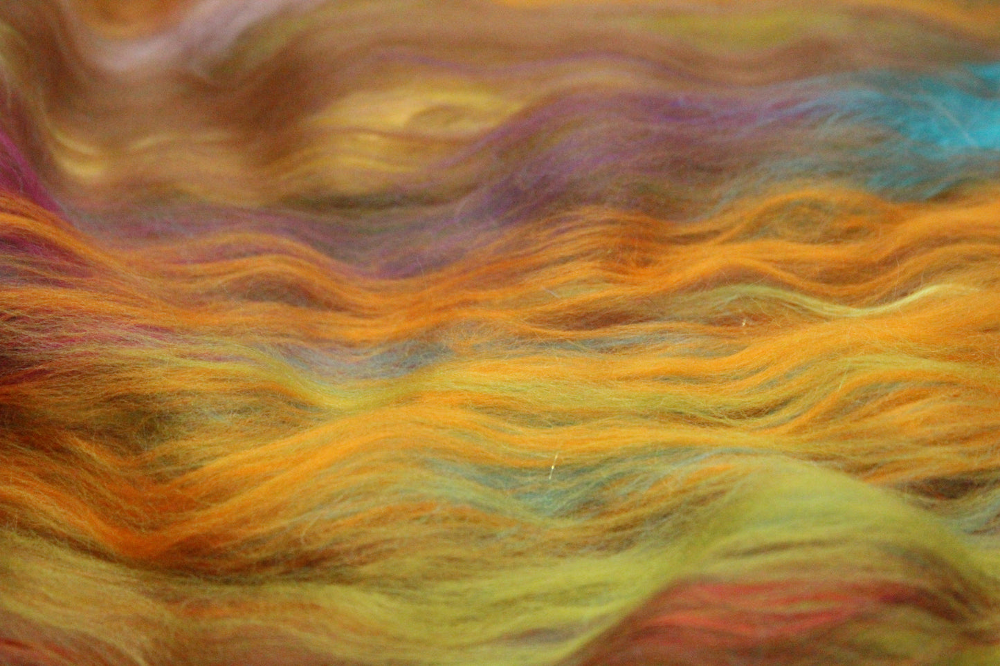 Supersoft Merino Art Batt - Green Brown Orange - 58 grams 2 oz - Wool for felting, spinning and weaving
