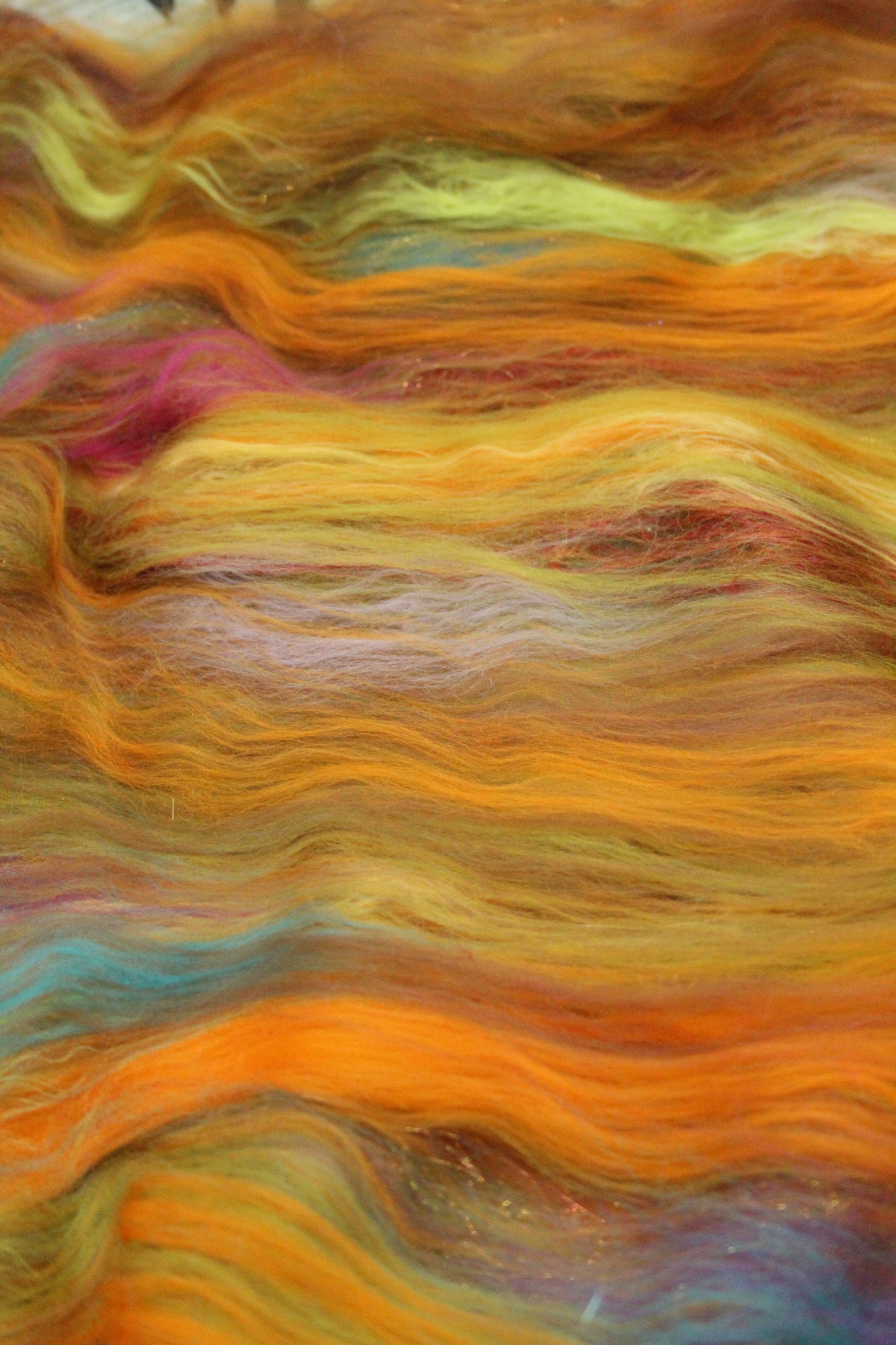 Supersoft Merino Art Batt - Green Brown Orange - 58 grams 2 oz - Wool for felting, spinning and weaving