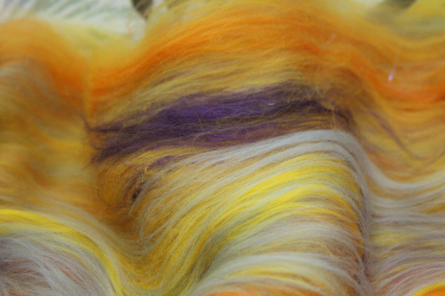 Supersoft Merino Art Batt - Orange Yellow Blue - 63 grams 2.2 oz - Wool for felting, spinning and weaving