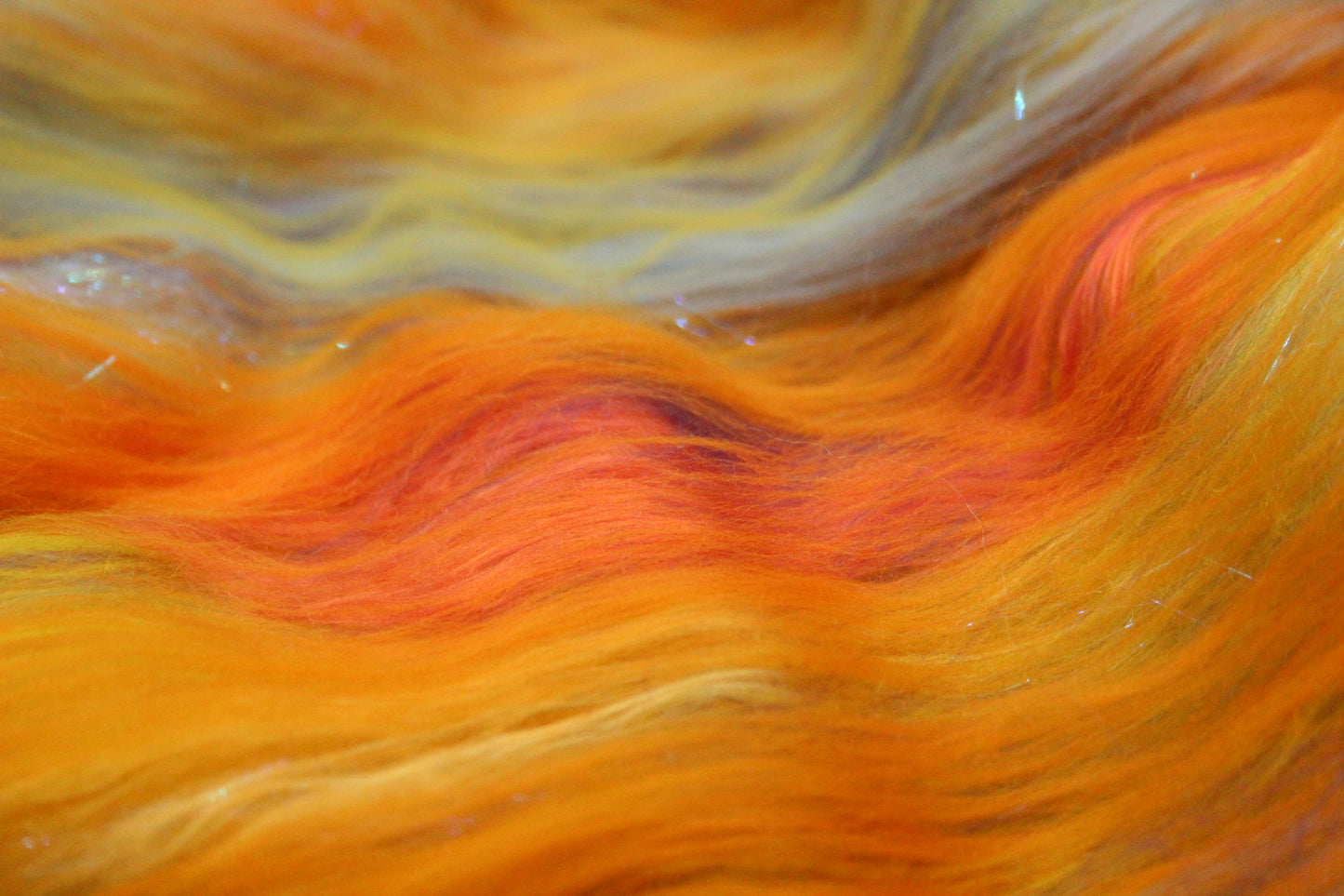 Supersoft Merino Art Batt - Orange Yellow Blue - 63 grams 2.2 oz - Wool for felting, spinning and weaving