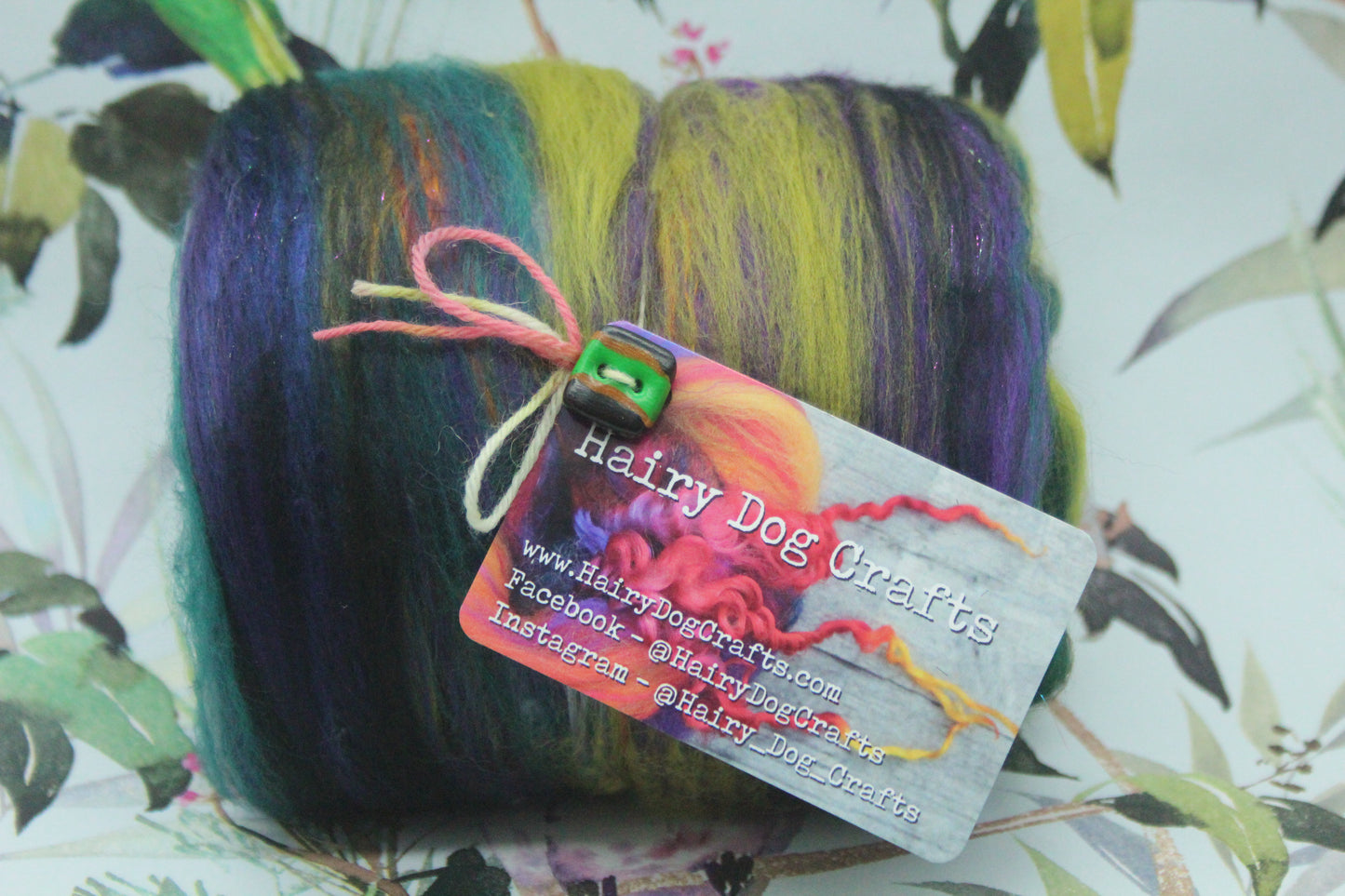 Supersoft Merino Art Batt - Black Purple Green - 91 grams 3.2 oz - Wool for felting, spinning and weaving