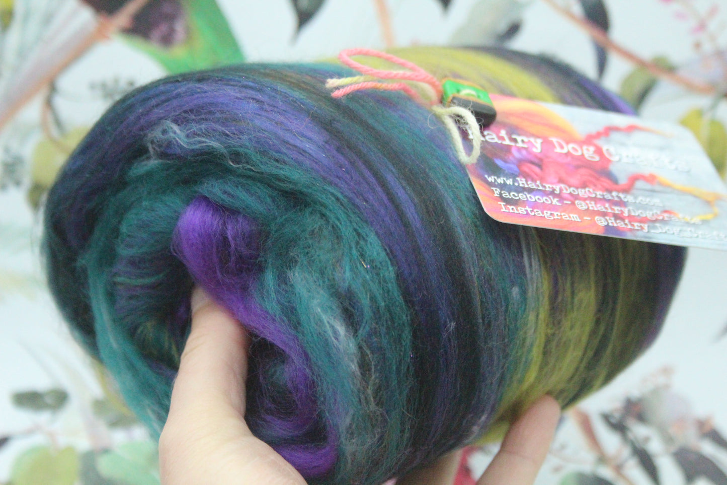 Supersoft Merino Art Batt - Black Purple Green - 91 grams 3.2 oz - Wool for felting, spinning and weaving