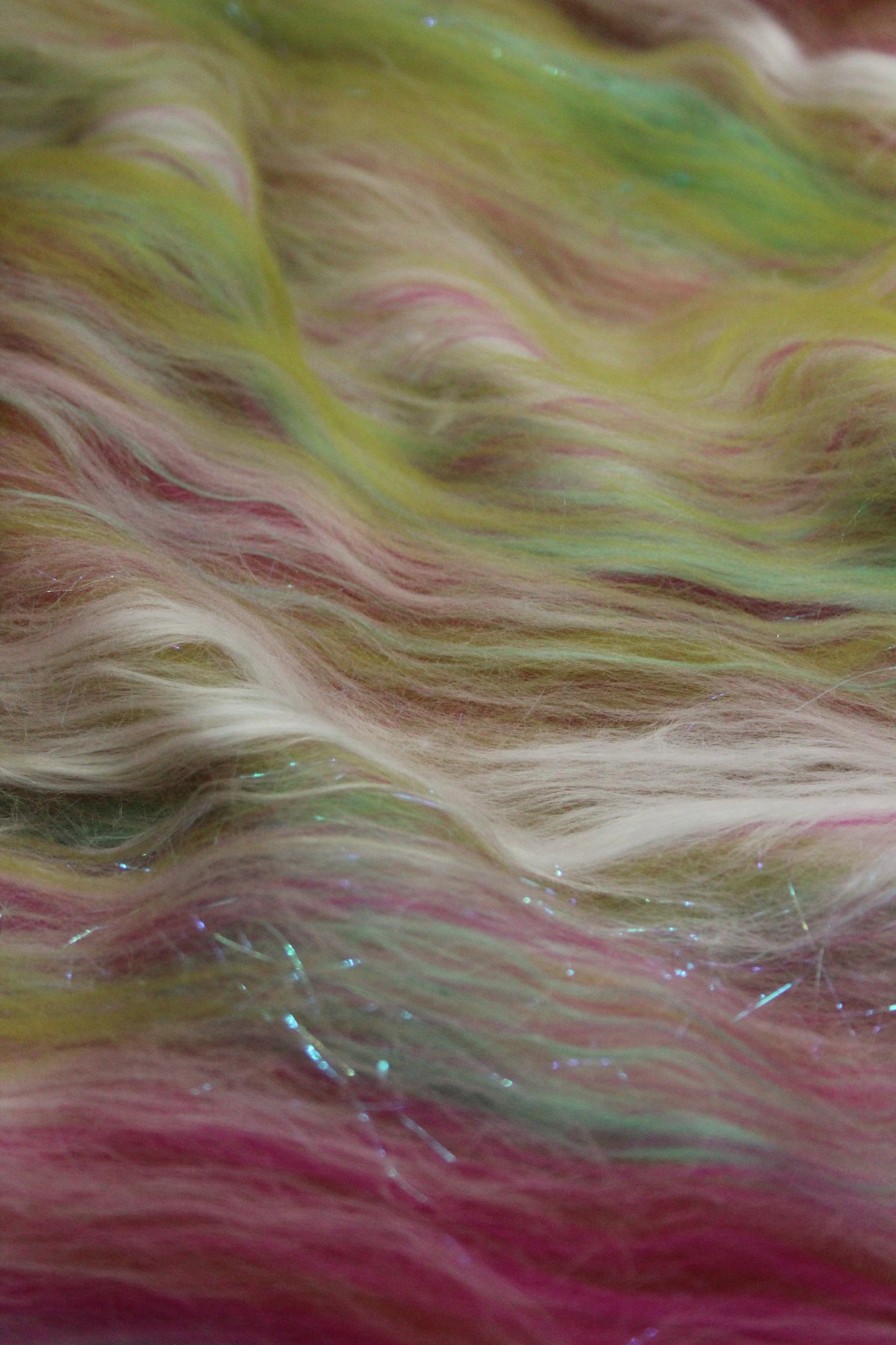 Supersoft Merino Art Batt - Pink Green - 66 grams 2.3 oz - Wool for felting, spinning and weaving