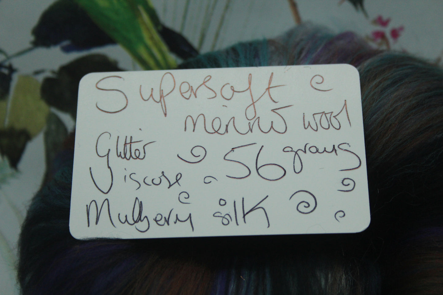 Supersoft Merino Art Batt - Blue Black Brown Purple - 56 grams 1.9 oz - Wool for felting, spinning and weaving