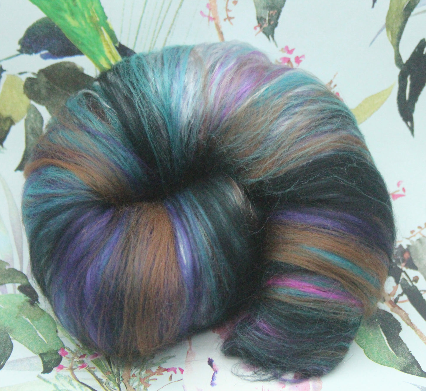 Supersoft Merino Art Batt - Blue Black Brown Purple - 56 grams 1.9 oz - Wool for felting, spinning and weaving
