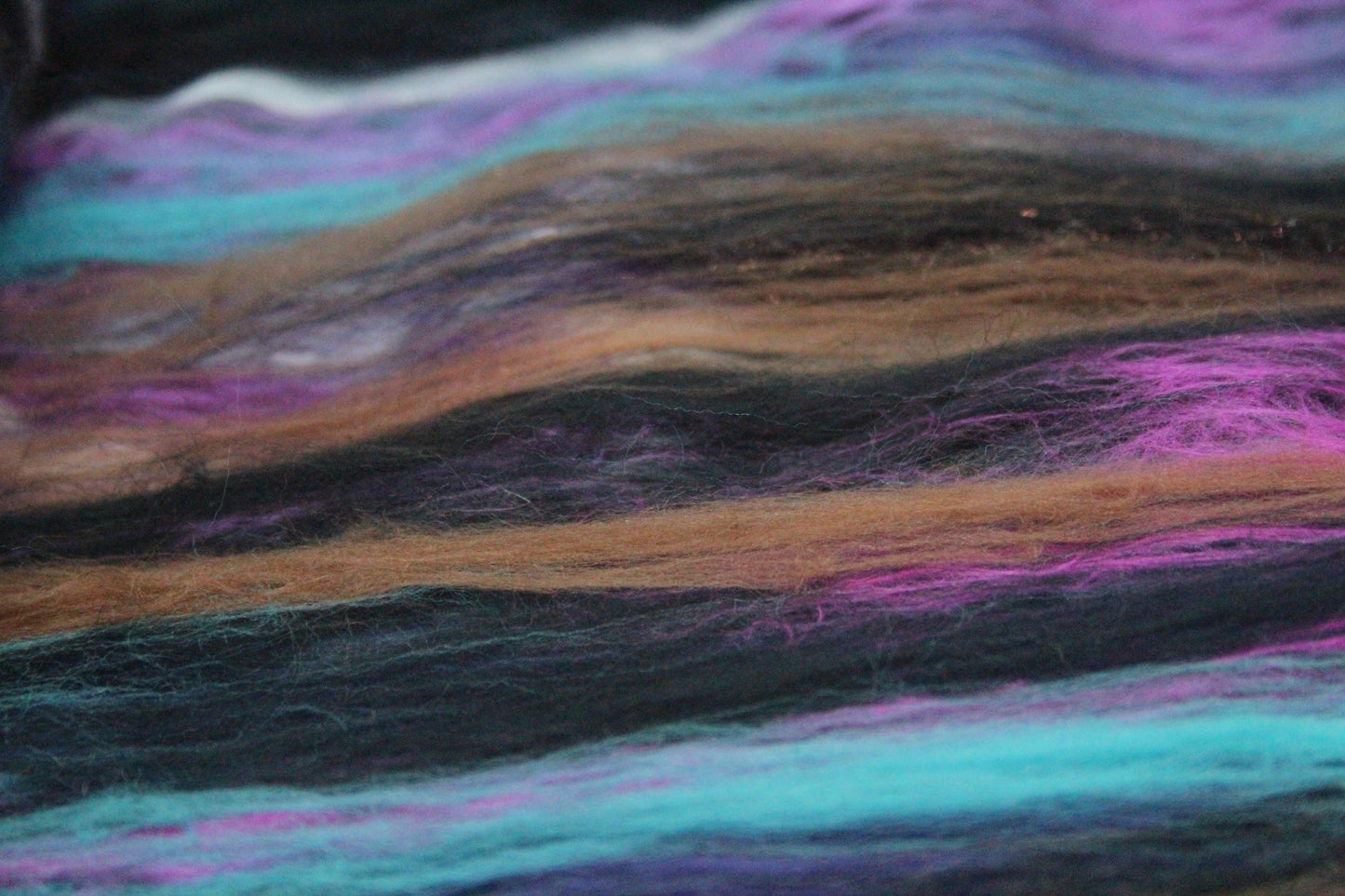 Supersoft Merino Art Batt - Blue Black Brown Purple - 56 grams 1.9 oz - Wool for felting, spinning and weaving