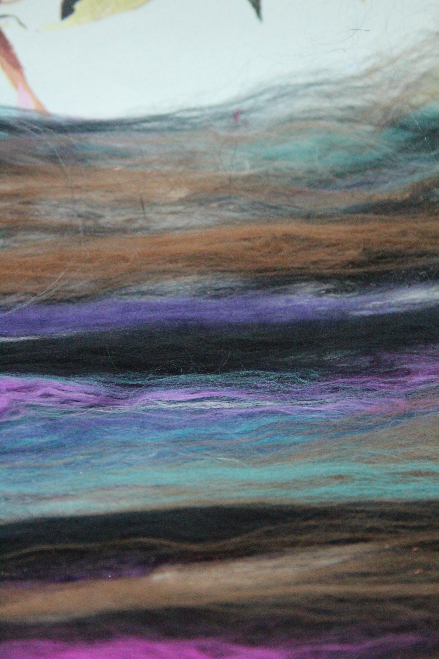 Supersoft Merino Art Batt - Blue Black Brown Purple - 56 grams 1.9 oz - Wool for felting, spinning and weaving