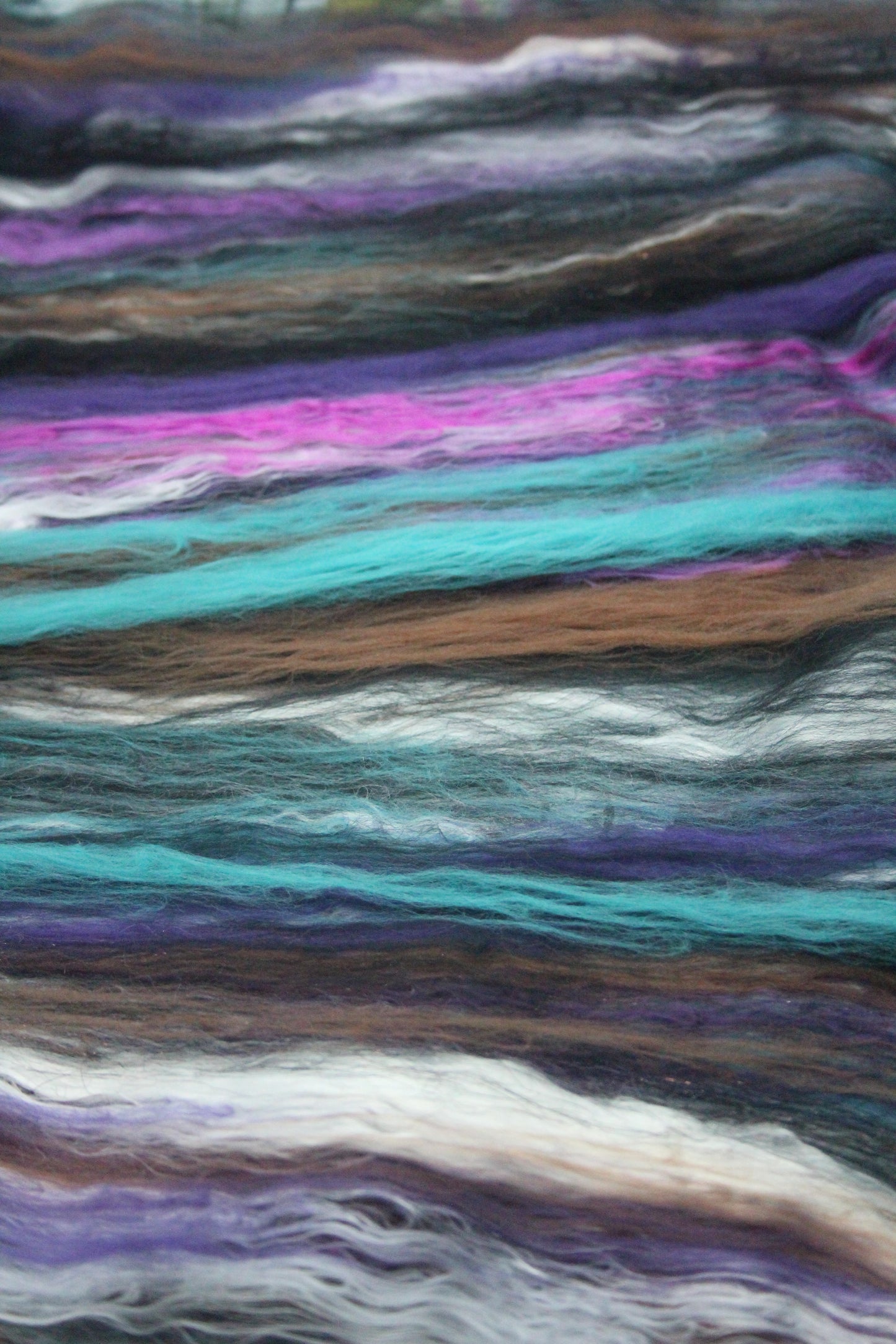 Supersoft Merino Art Batt - Blue Black Brown Purple - 56 grams 1.9 oz - Wool for felting, spinning and weaving