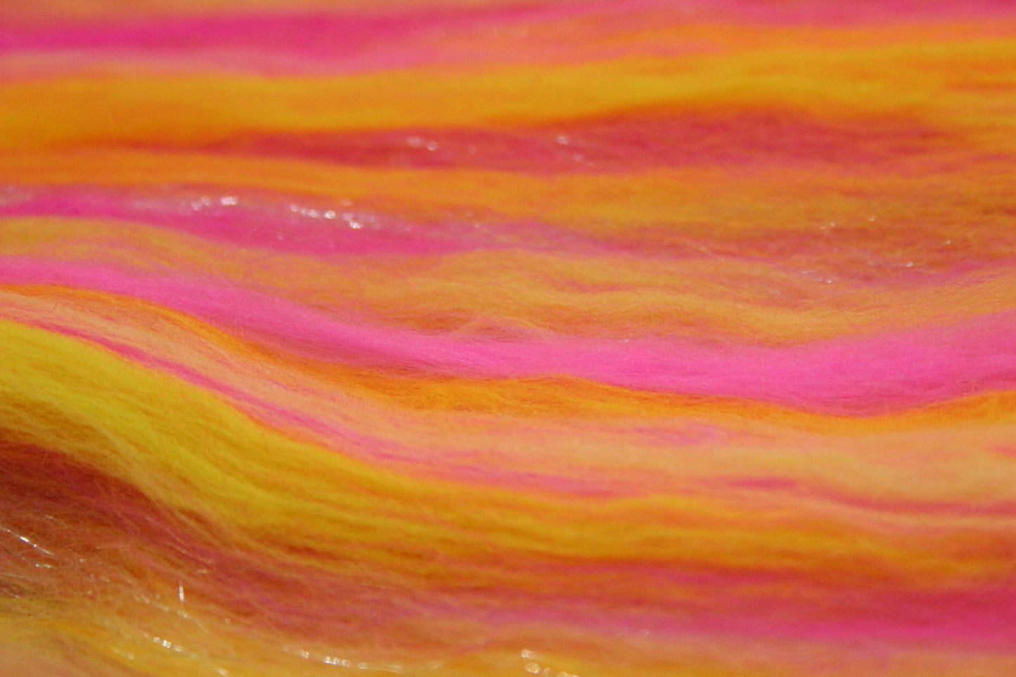 Merino Art Batt - Pink Yellow - 69 grams 2.4 oz - Wool for felting, spinning and weaving