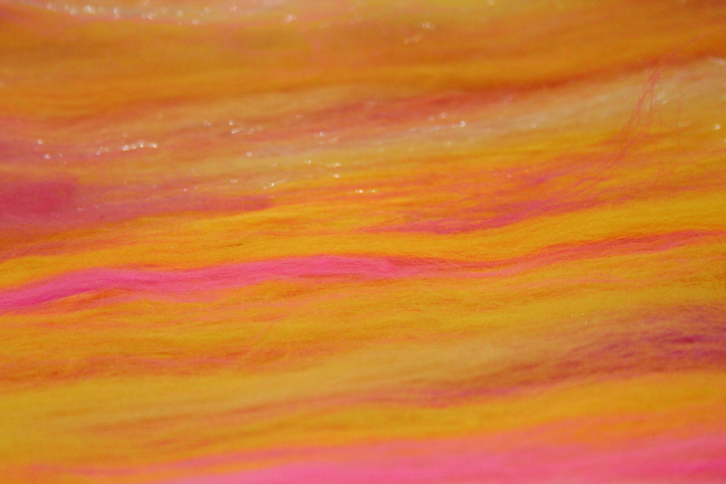 Merino Art Batt - Pink Yellow - 69 grams 2.4 oz - Wool for felting, spinning and weaving