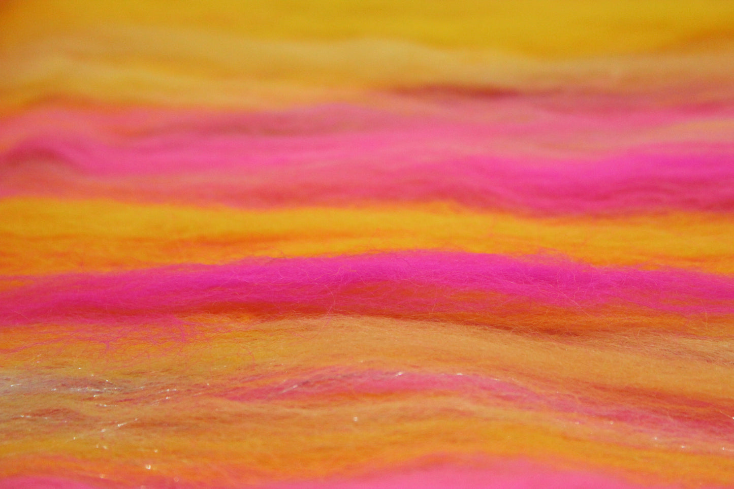 Merino Art Batt - Pink Yellow - 69 grams 2.4 oz - Wool for felting, spinning and weaving