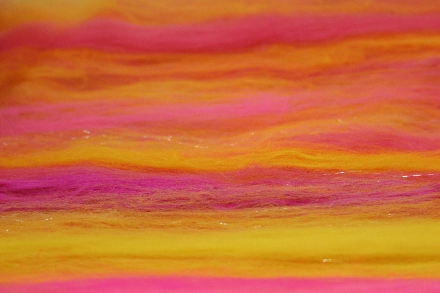 Merino Art Batt - Pink Yellow - 69 grams 2.4 oz - Wool for felting, spinning and weaving
