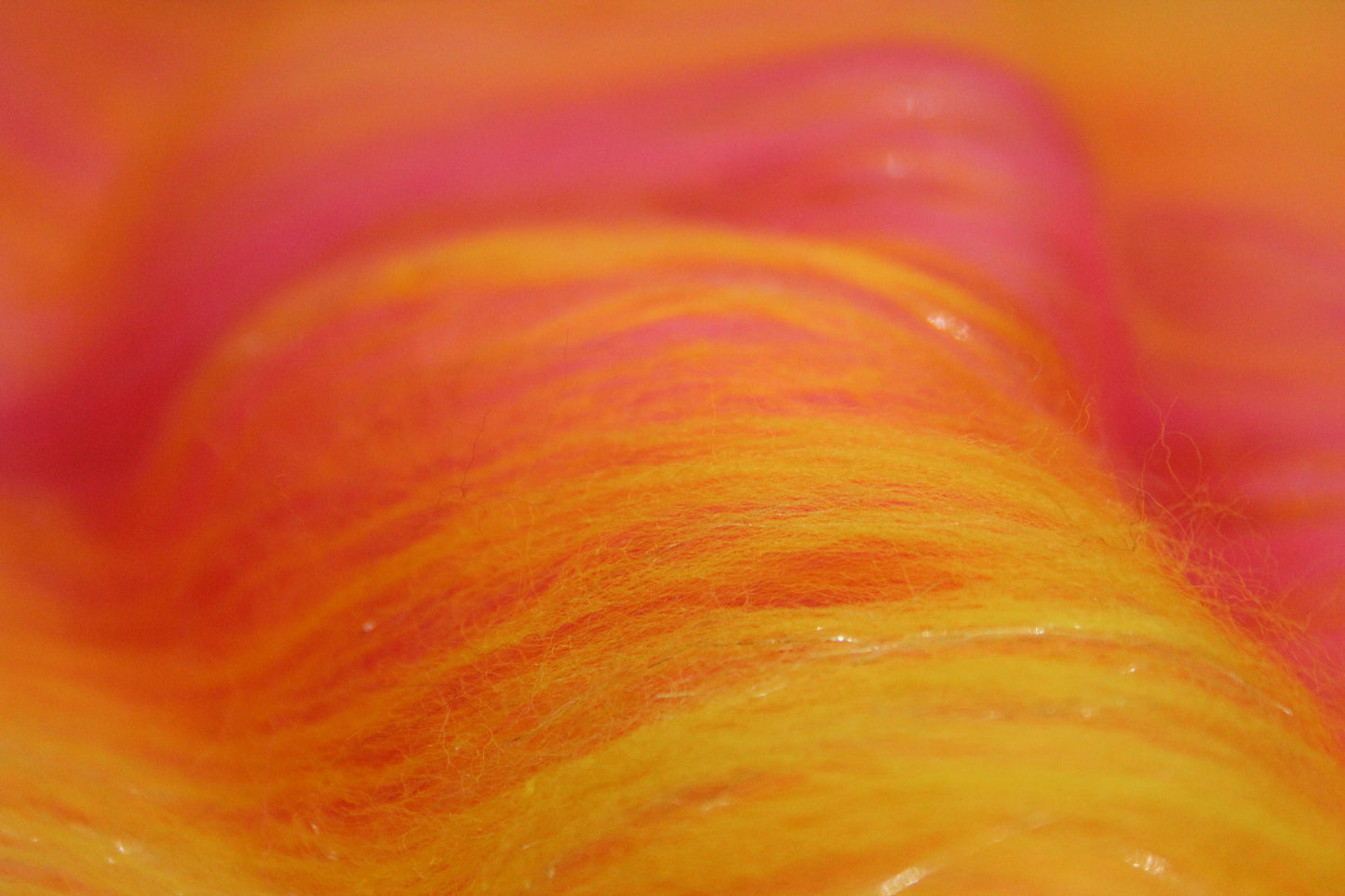 Merino Art Batt - Pink Yellow - 69 grams 2.4 oz - Wool for felting, spinning and weaving