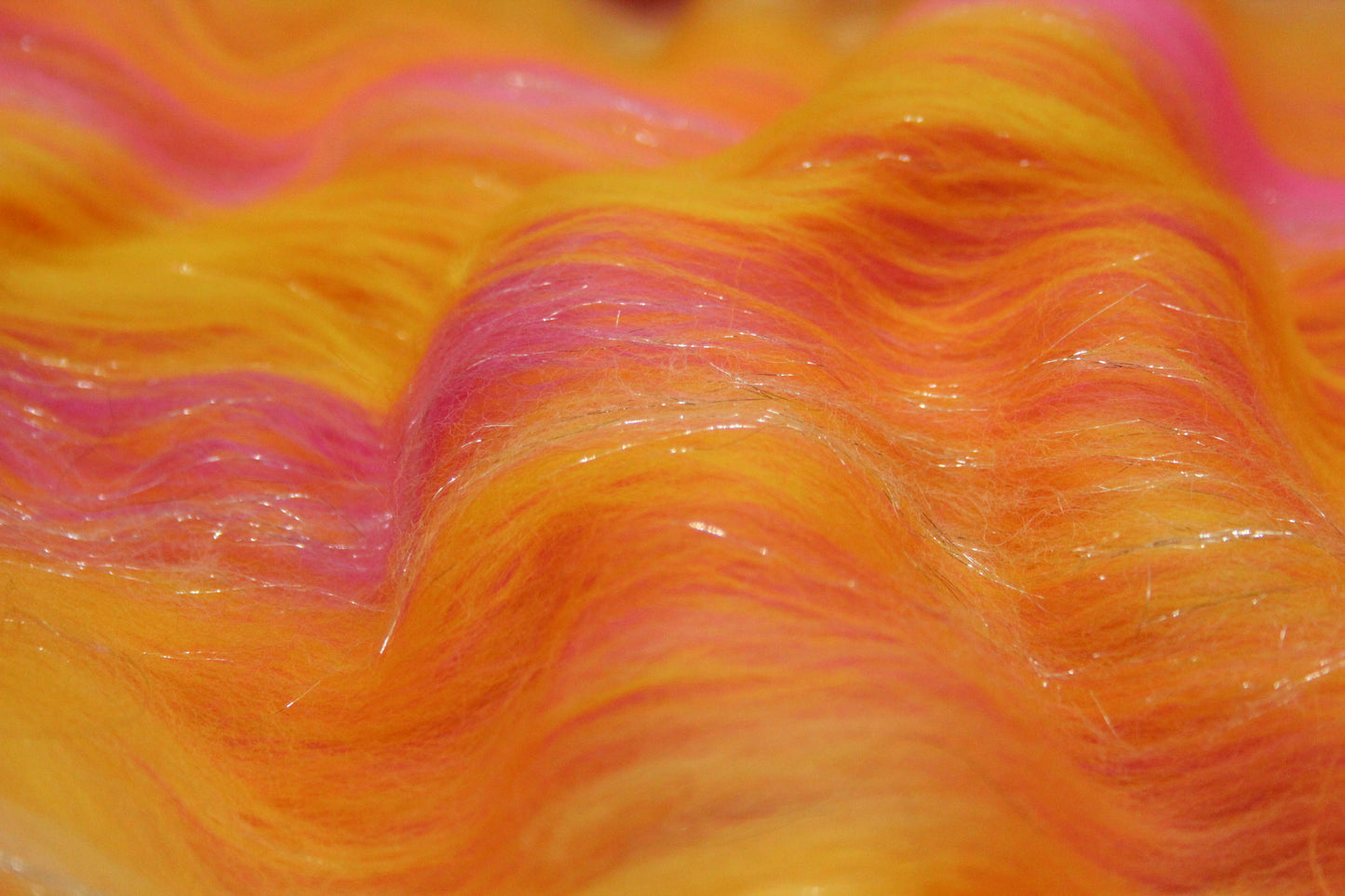Merino Art Batt - Pink Yellow - 69 grams 2.4 oz - Wool for felting, spinning and weaving