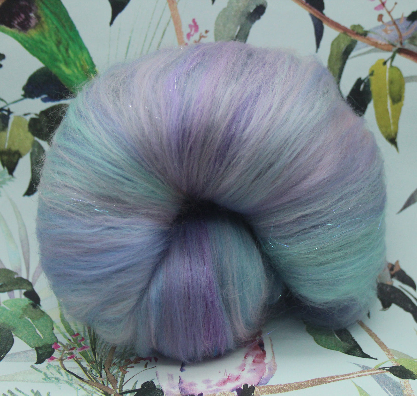 Merino Art Batt - Purple Blue Pink - 90 grams 3.1 oz - Wool for felting, spinning and weaving