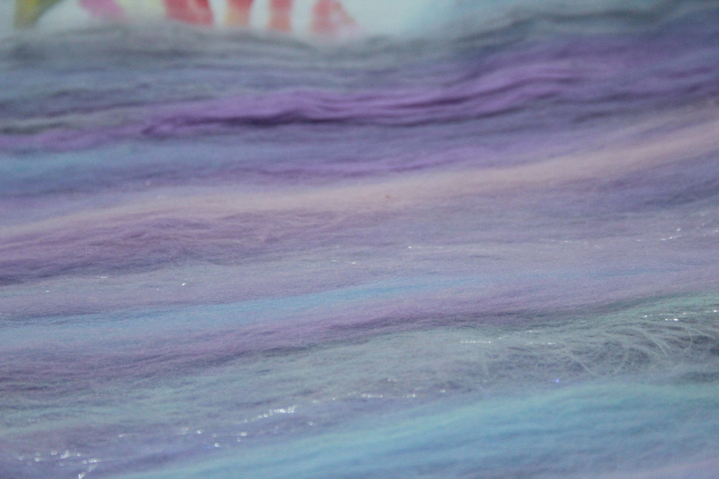 Merino Art Batt - Purple Blue Pink - 90 grams 3.1 oz - Wool for felting, spinning and weaving