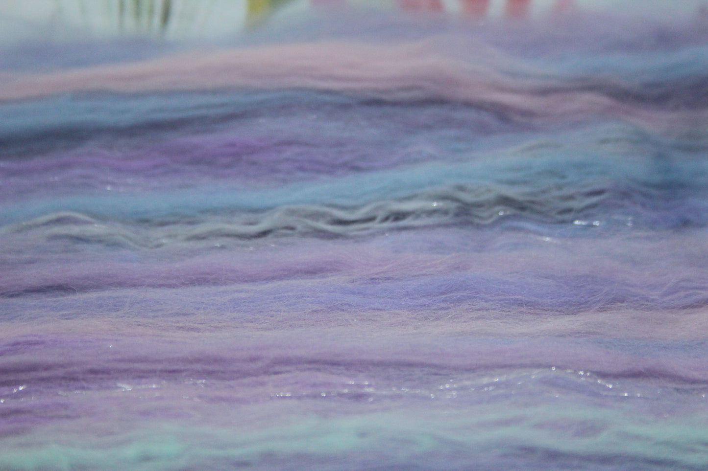 Merino Art Batt - Purple Blue Pink - 90 grams 3.1 oz - Wool for felting, spinning and weaving