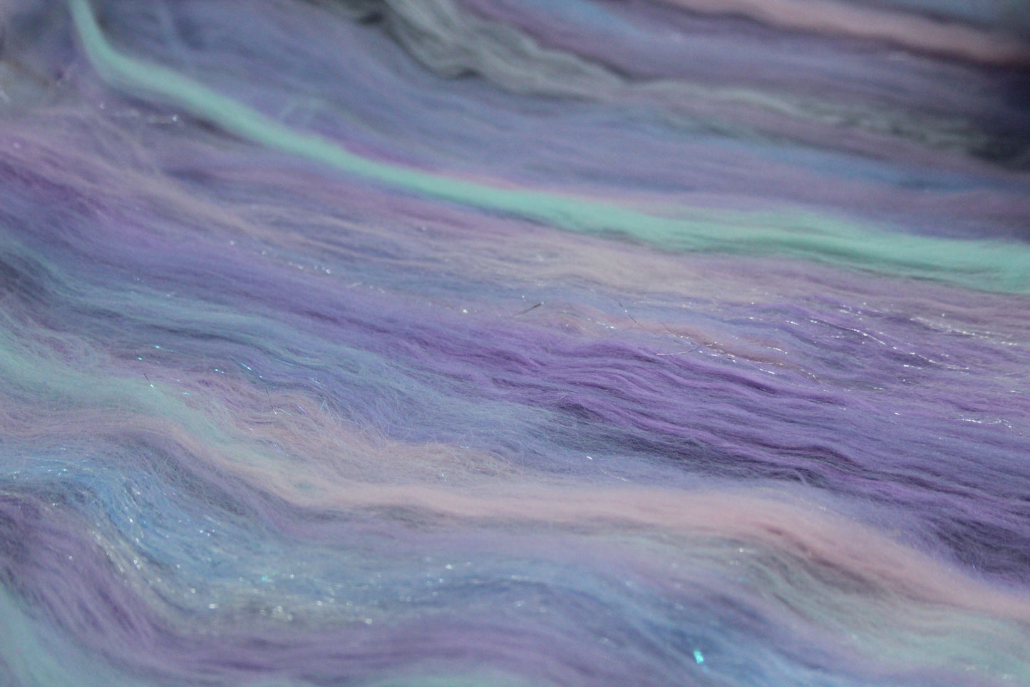 Merino Art Batt - Purple Blue Pink - 90 grams 3.1 oz - Wool for felting, spinning and weaving