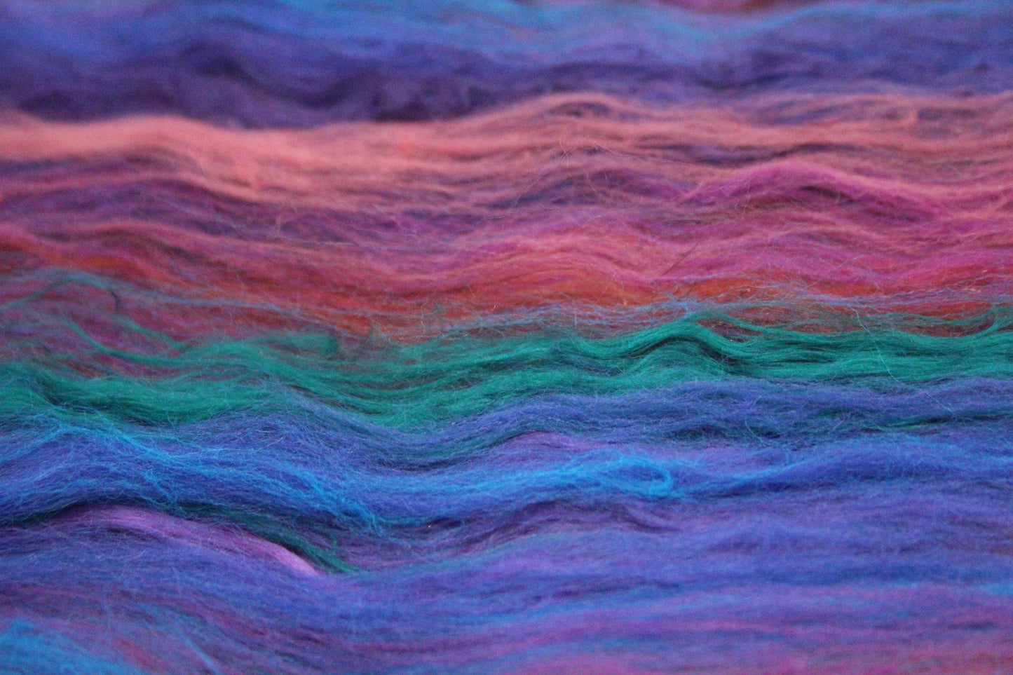 Merino Art Batt - Ultraviolet Brown Blue Pink - 59 grams 2 oz - Wool for felting, spinning and weaving